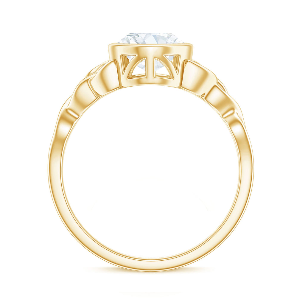 Solitaire Moissanite Celtic Engagement Ring in Bezel Setting