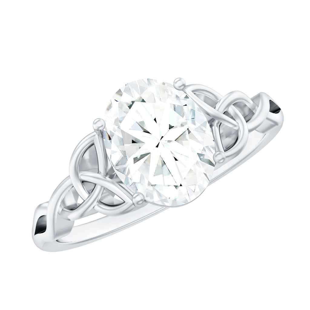 Oval Moissanite Engagement Ring with Celtic Band
