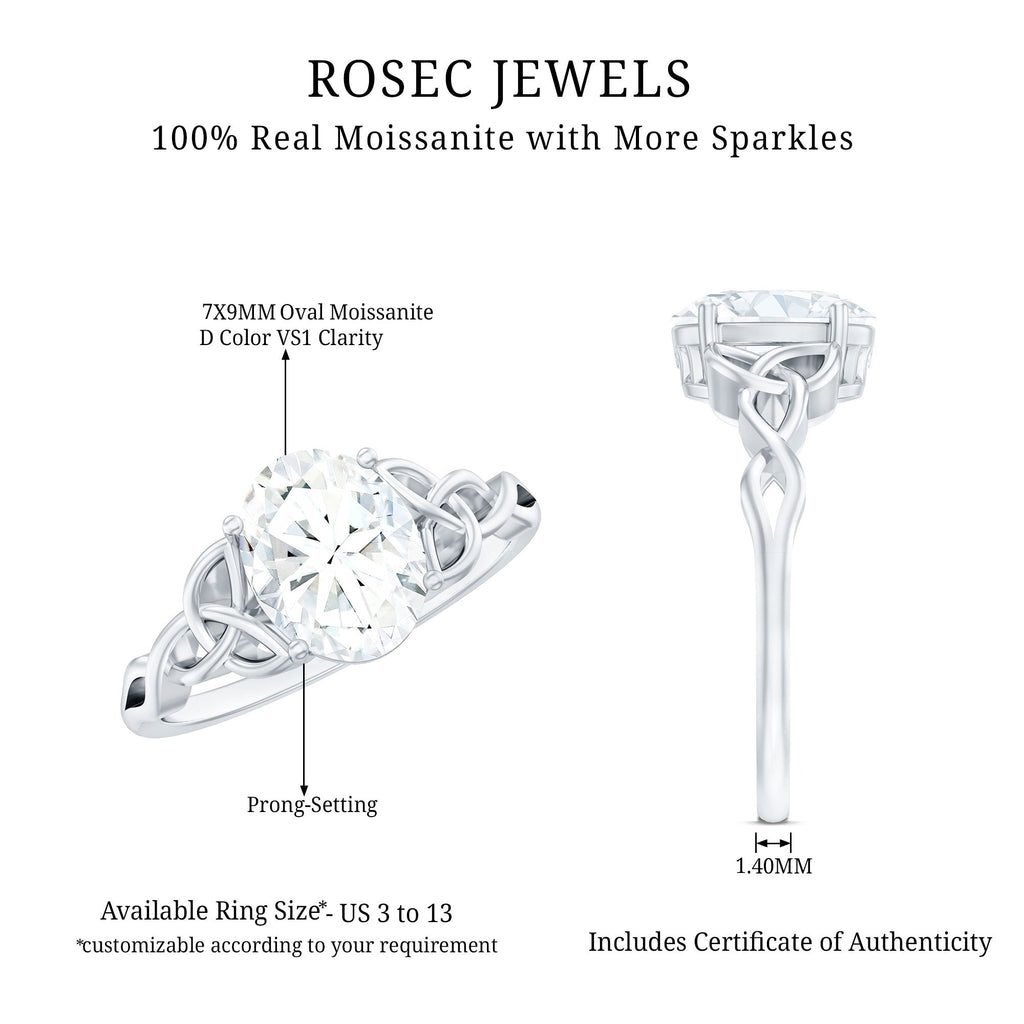 Oval Moissanite Engagement Ring with Celtic Band