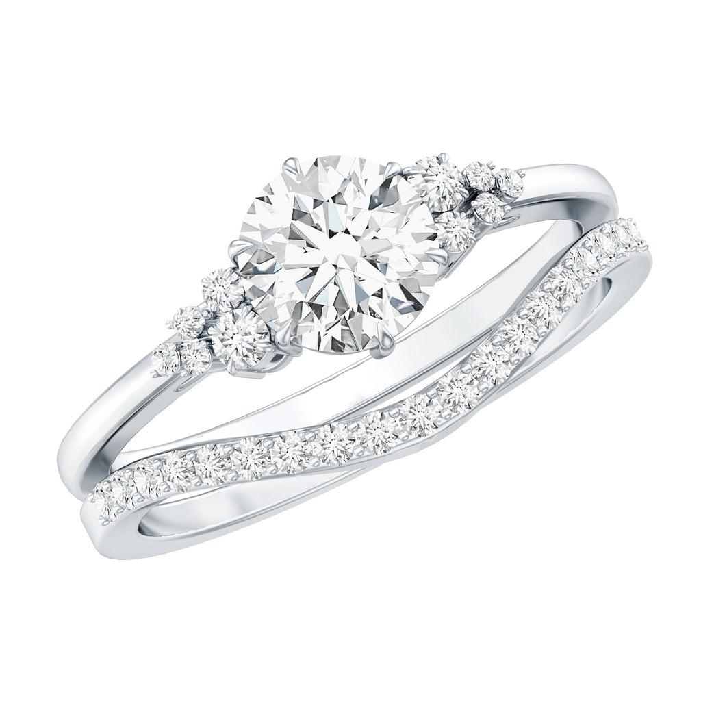 6 MM Round Cut Moissanite Wedding Ring Set For Bride