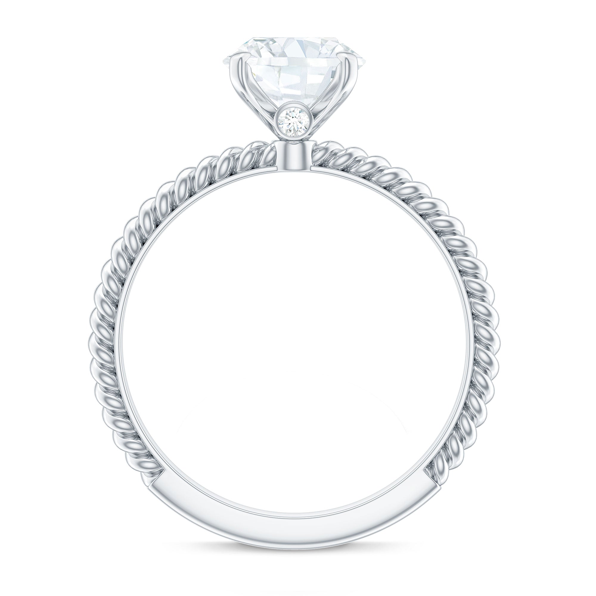 Oval Shape Moissanite Solitaire Engagement Ring with Twisted Rope