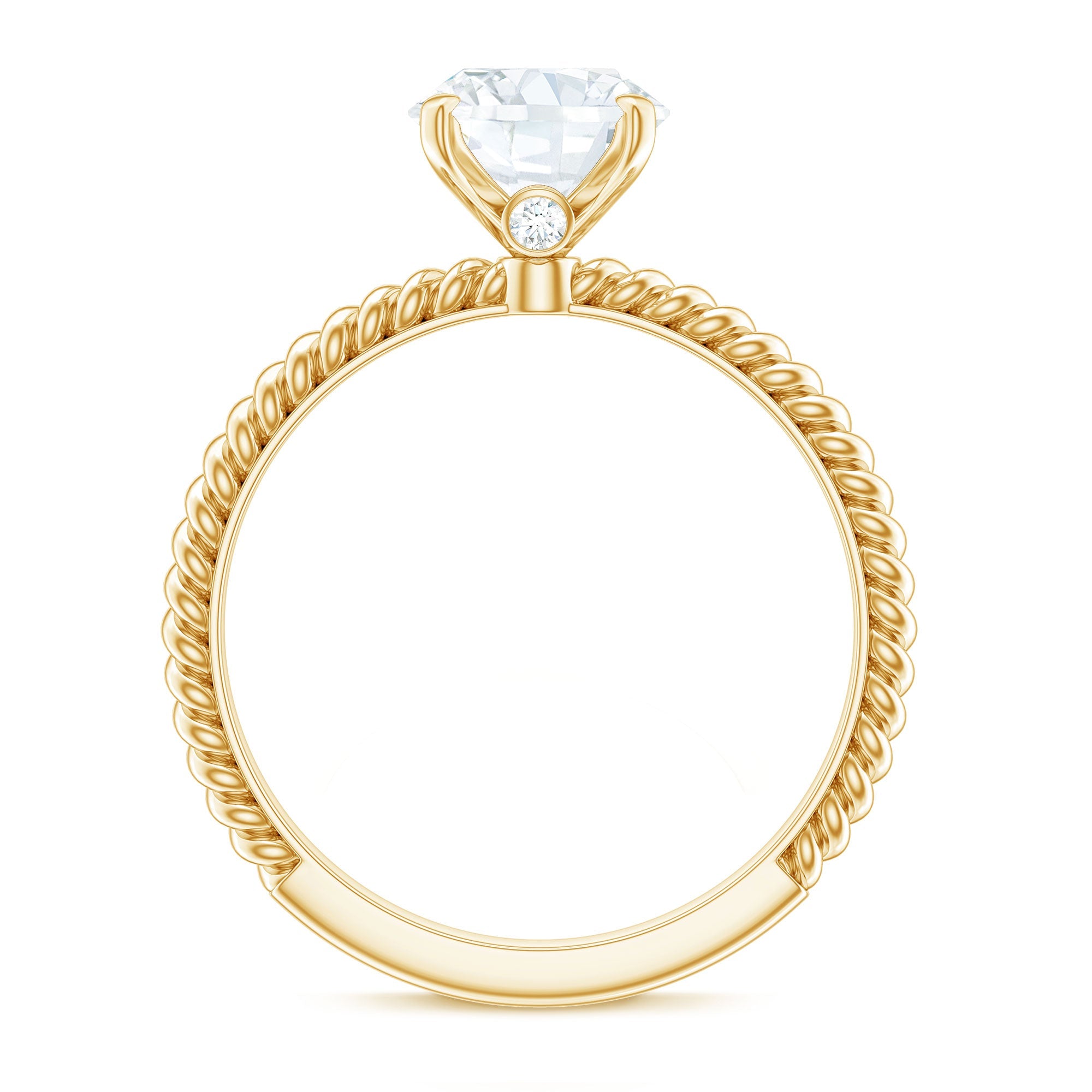 Oval Shape Moissanite Solitaire Engagement Ring with Twisted Rope