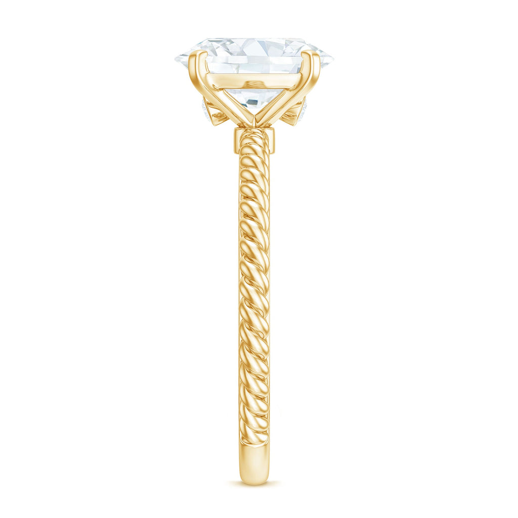 Oval Shape Moissanite Solitaire Engagement Ring with Twisted Rope