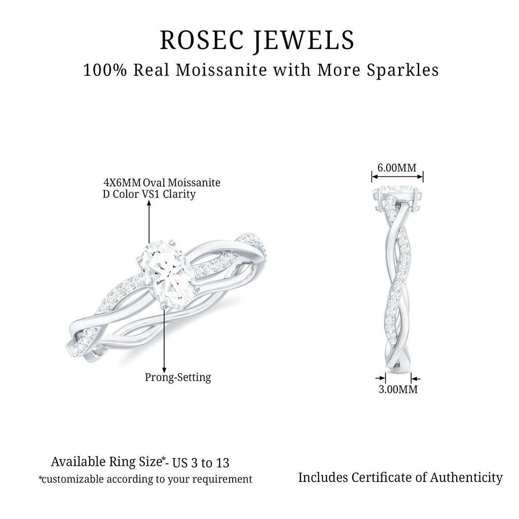 Oval Cut Moissanite Braided Engagement Ring