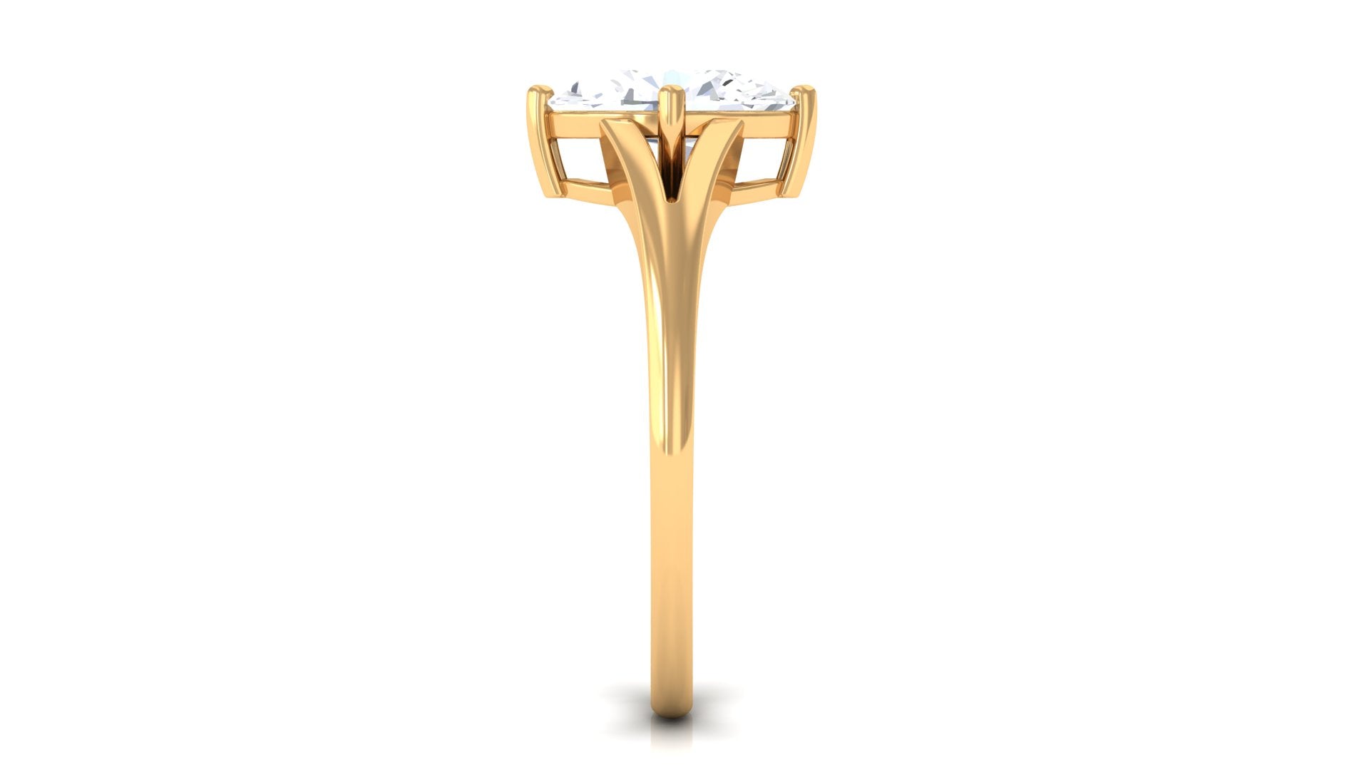 Oval Cut Moissanite Solitaire Engagement Ring in Split Shank