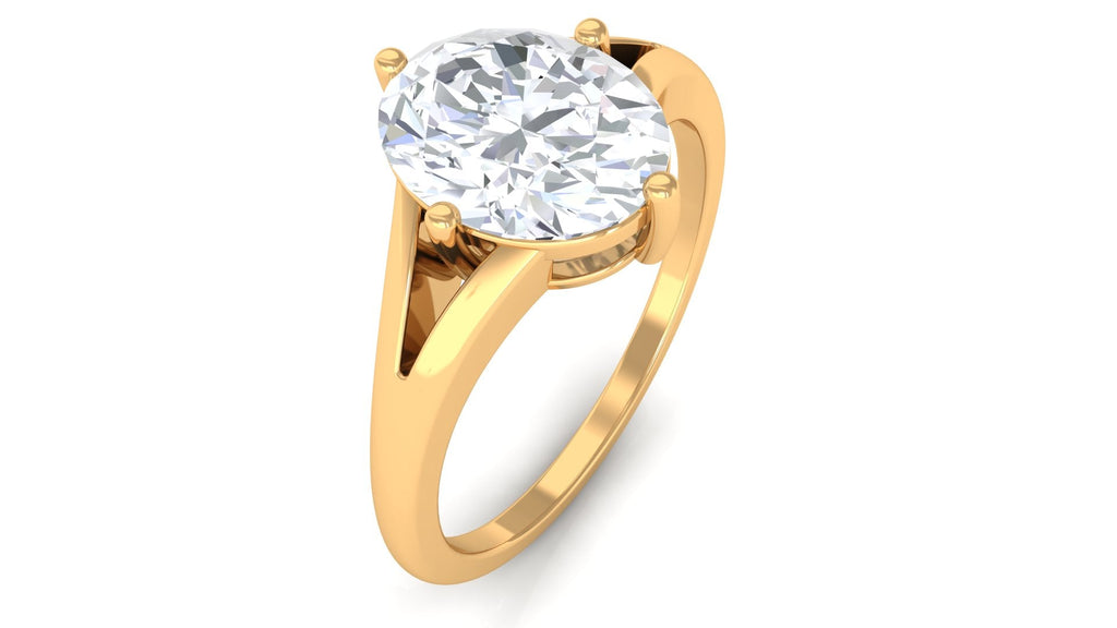 Oval Cut Moissanite Solitaire Engagement Ring in Split Shank