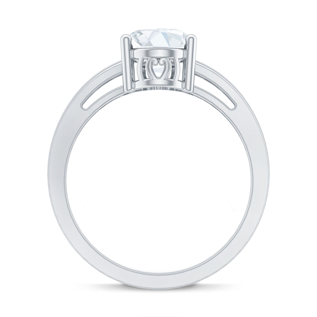 Solitaire Oval Cut Moissanite Split Shank Engagement Ring