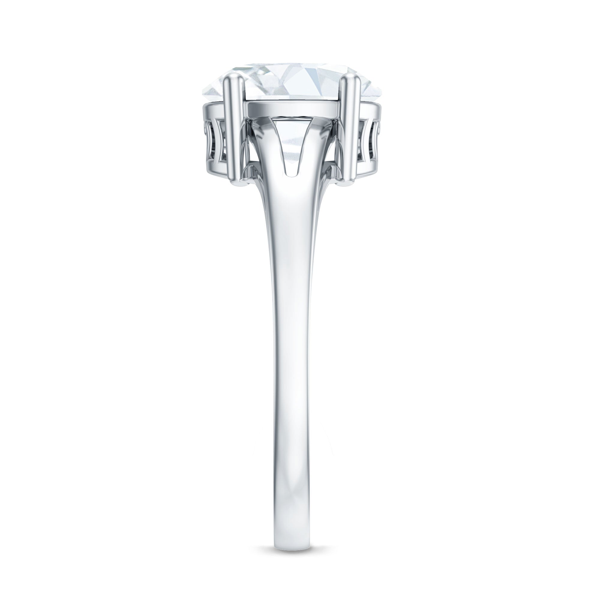 Solitaire Oval Cut Moissanite Split Shank Engagement Ring