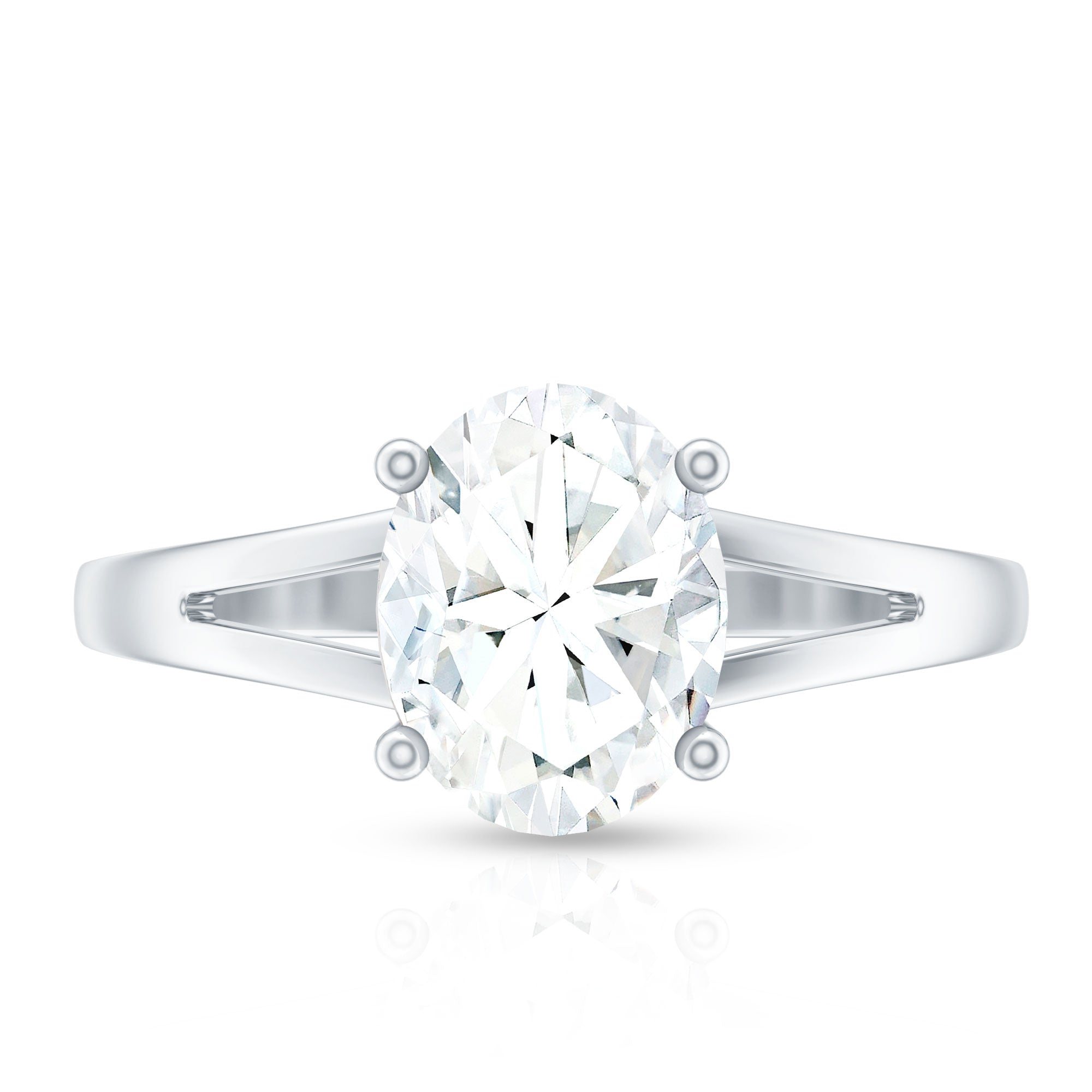 Solitaire Oval Cut Moissanite Split Shank Engagement Ring