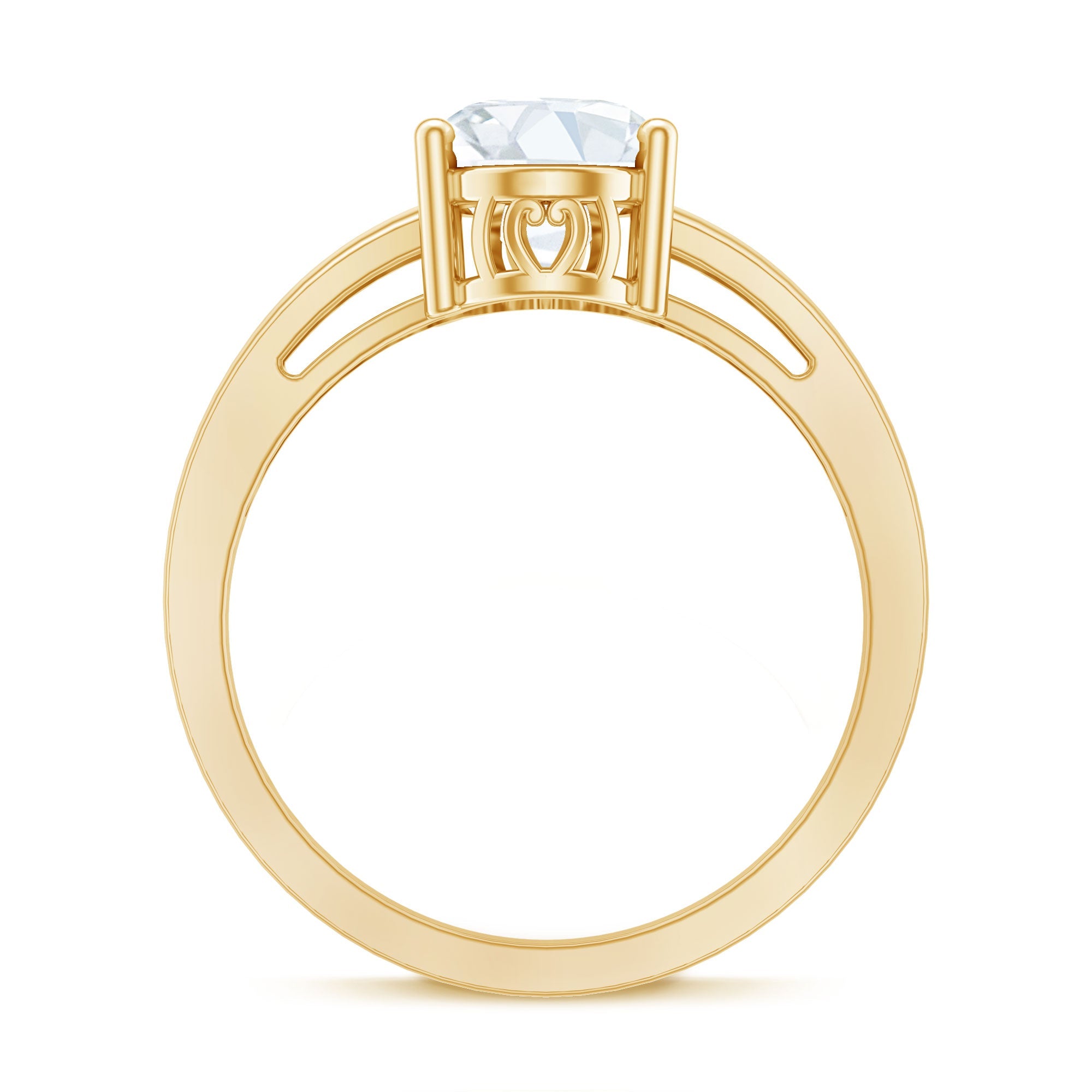 Solitaire Oval Cut Moissanite Split Shank Engagement Ring