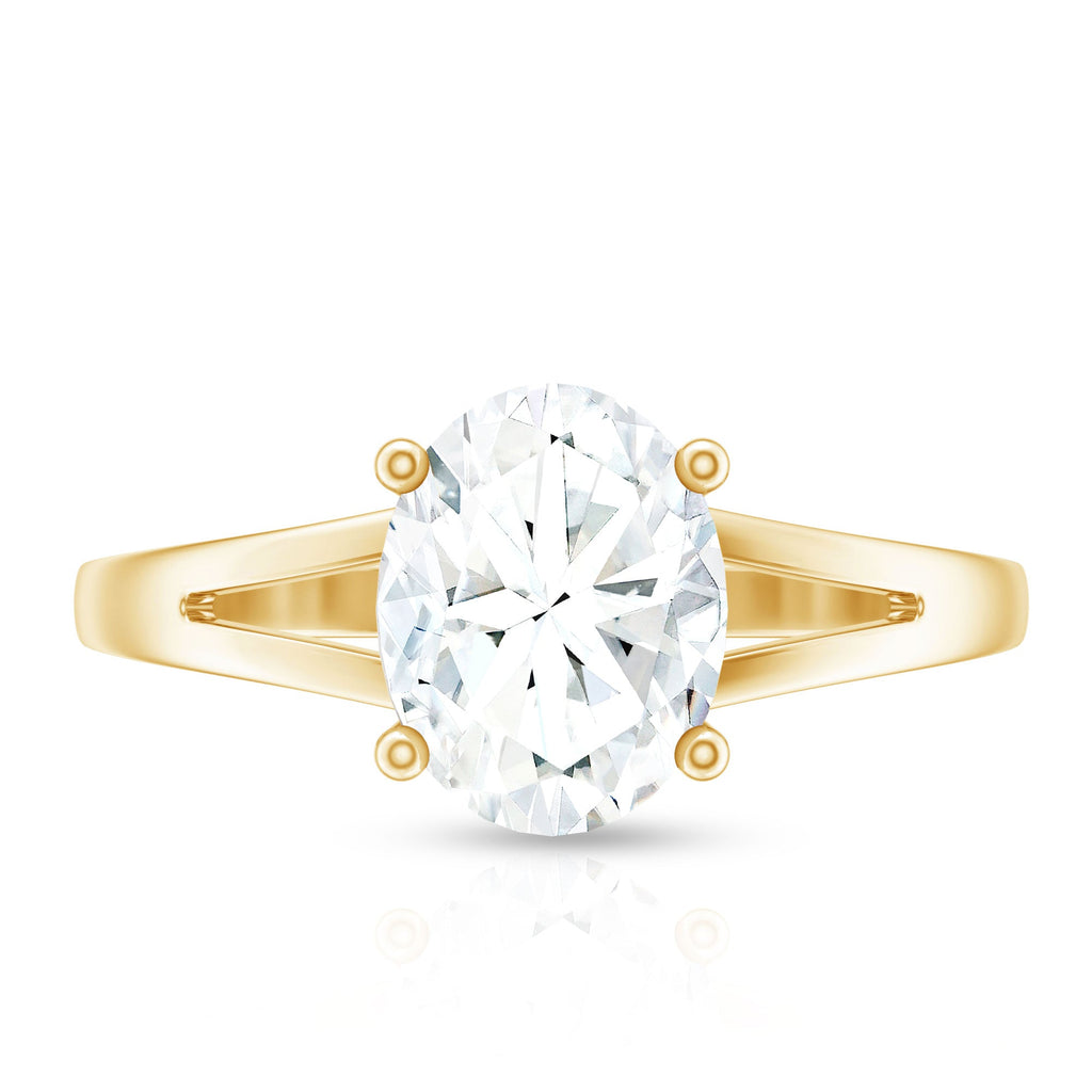 Solitaire Oval Cut Moissanite Split Shank Engagement Ring