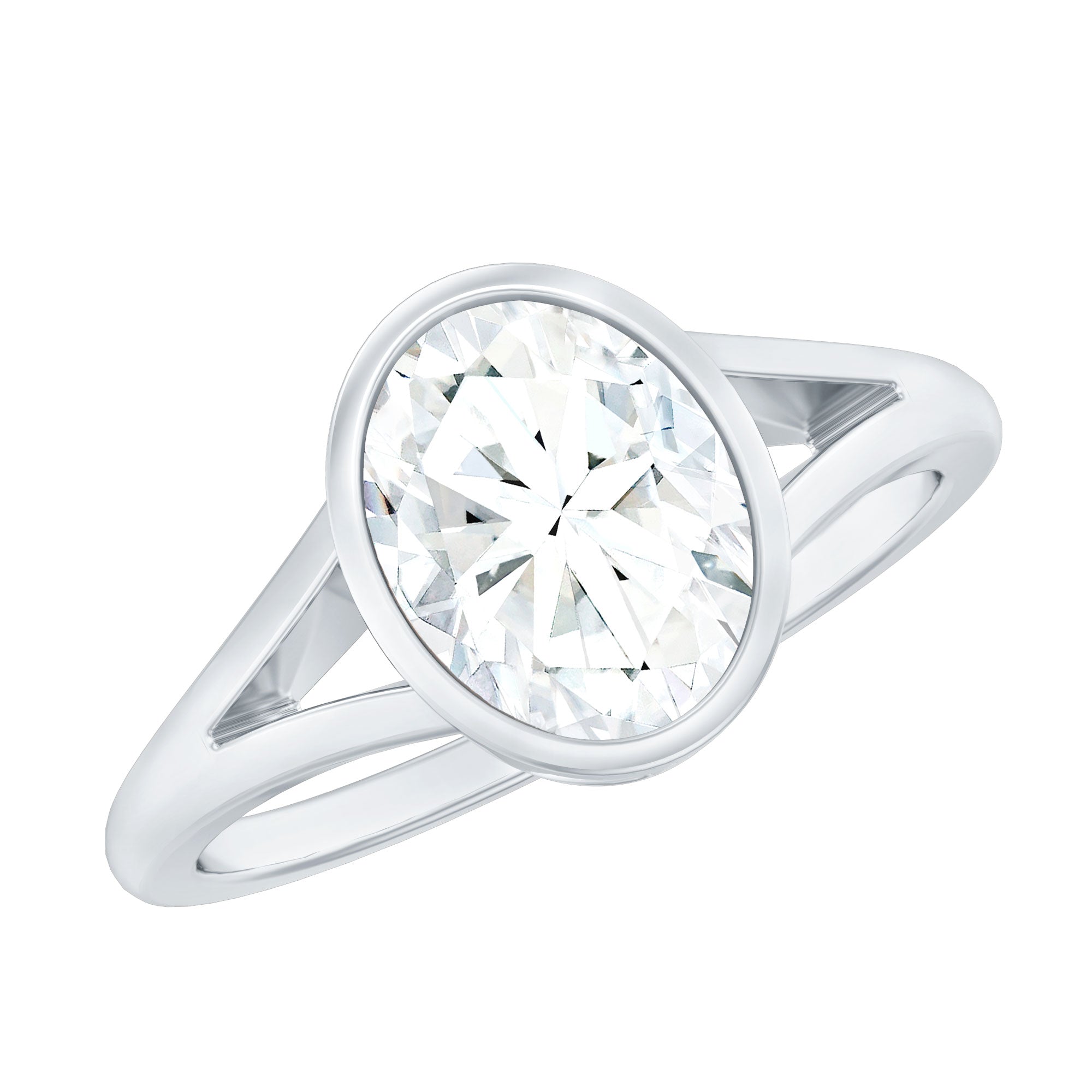 Certified 7X9 MM Oval Moissanite Solitaire Engagement Ring