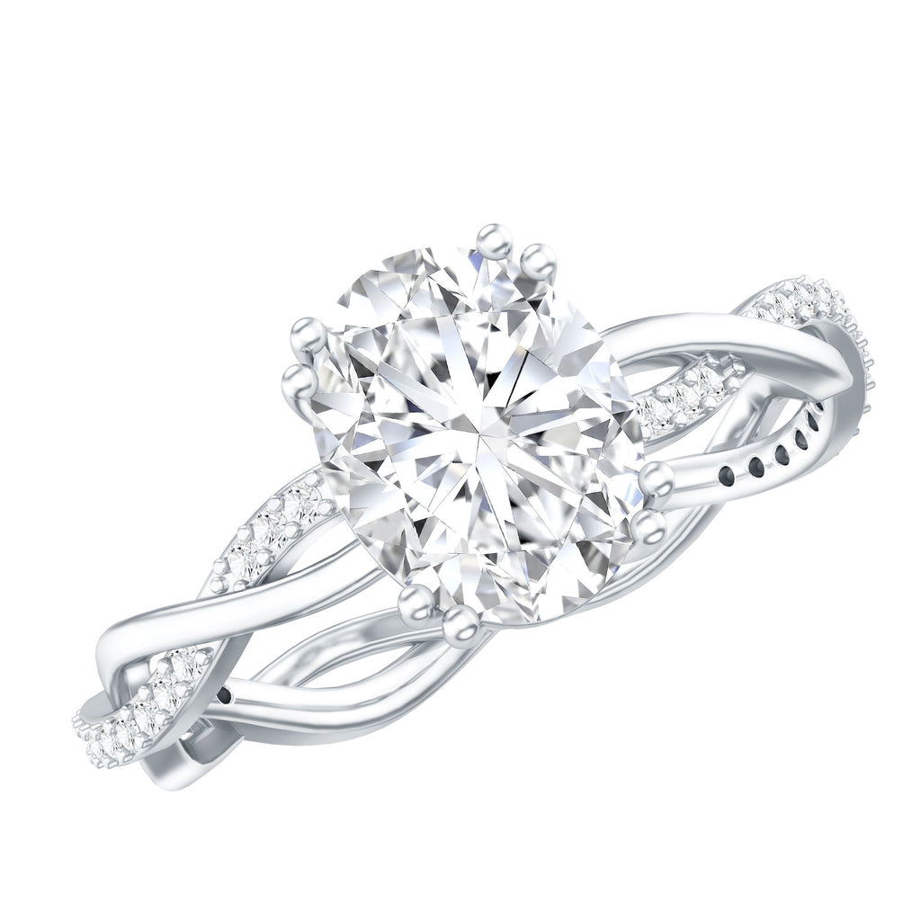 7X9 MM Certified Moissanite Oval Engagement Ring with Double Prong