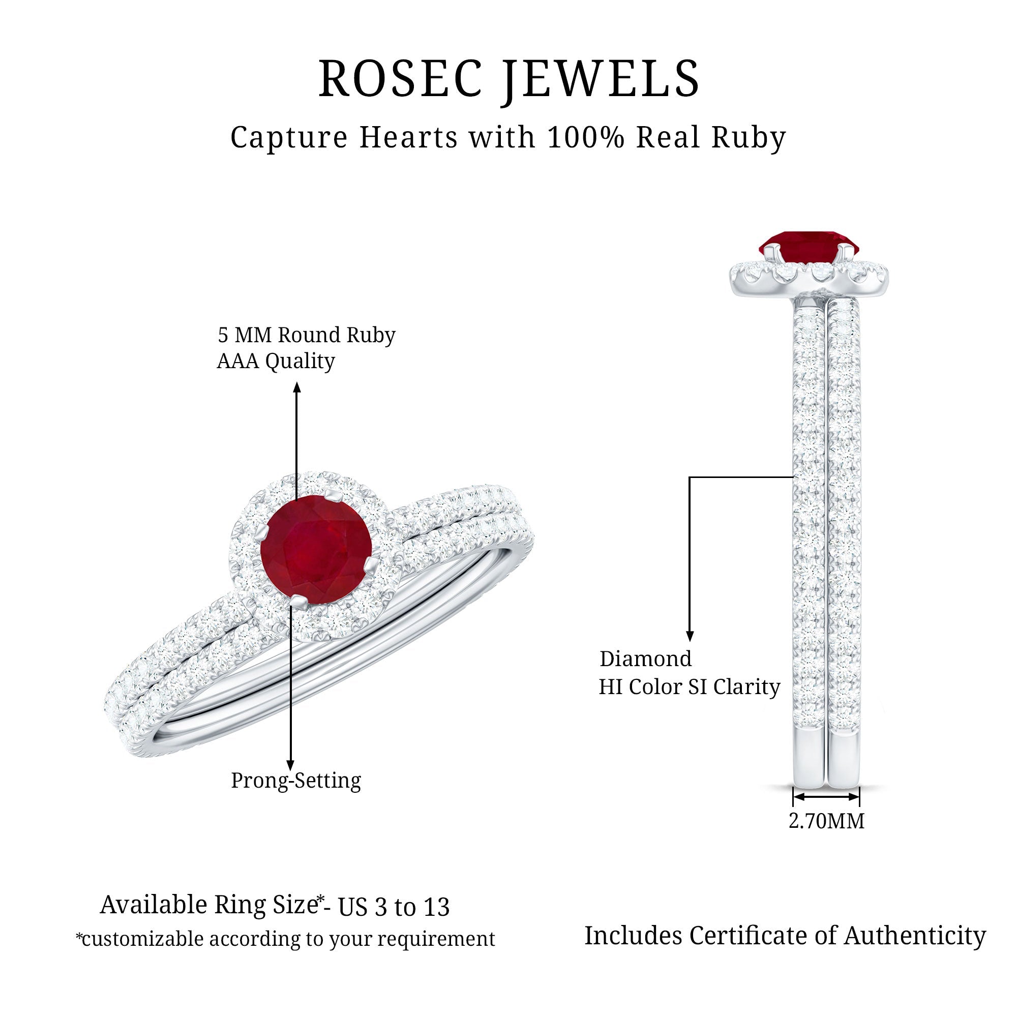 Ruby Minimal Ring Set with Diamond Stackable Band