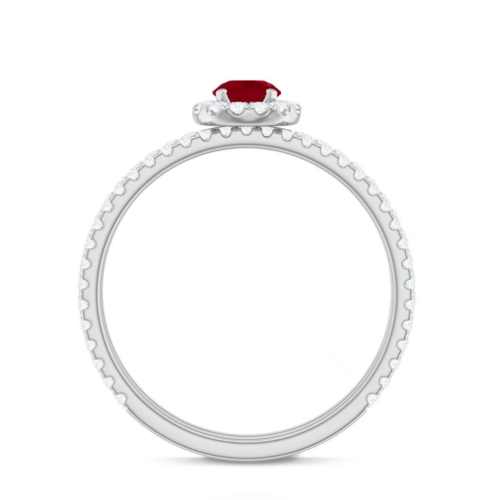 Ruby Minimal Ring Set with Diamond Stackable Band