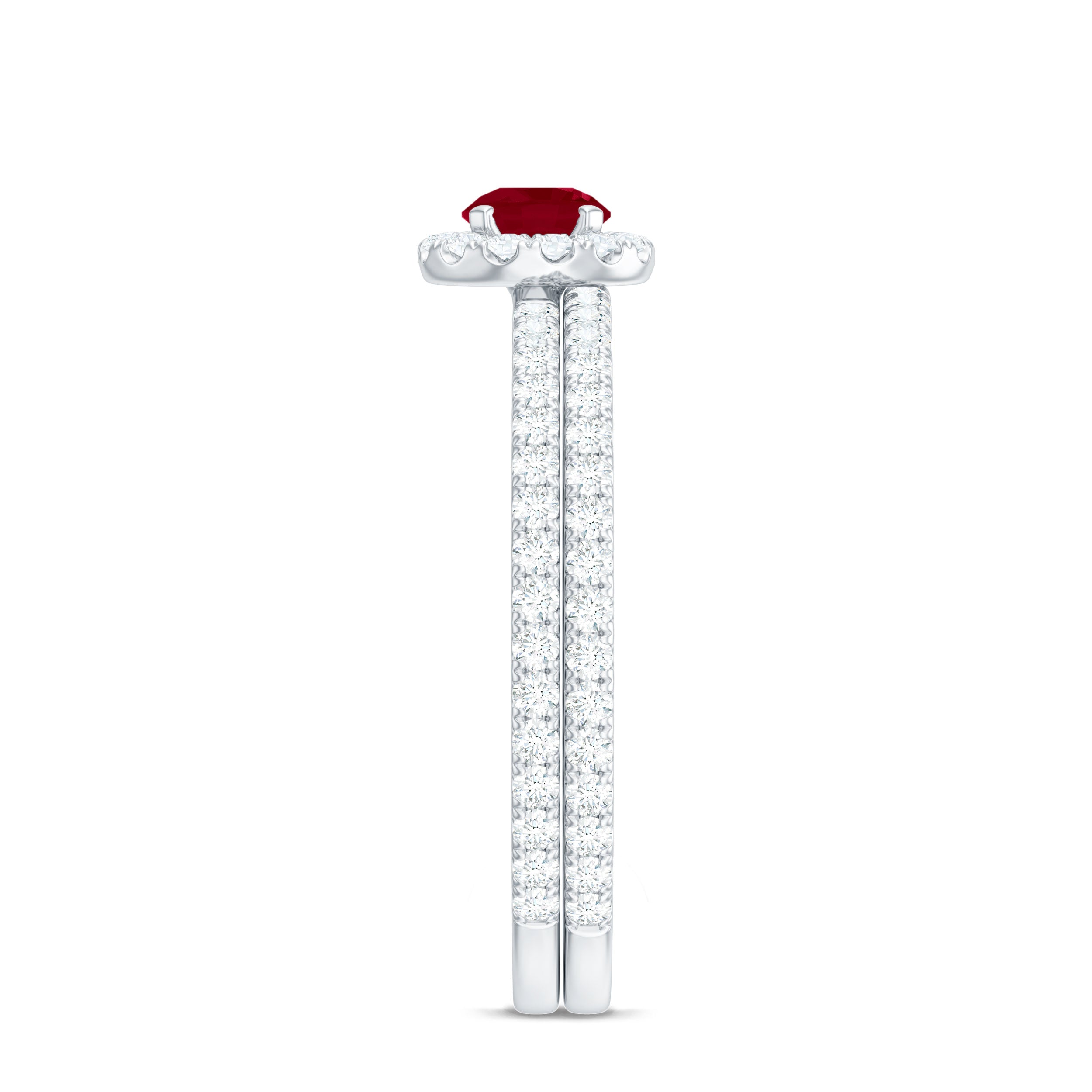 Ruby Minimal Ring Set with Diamond Stackable Band