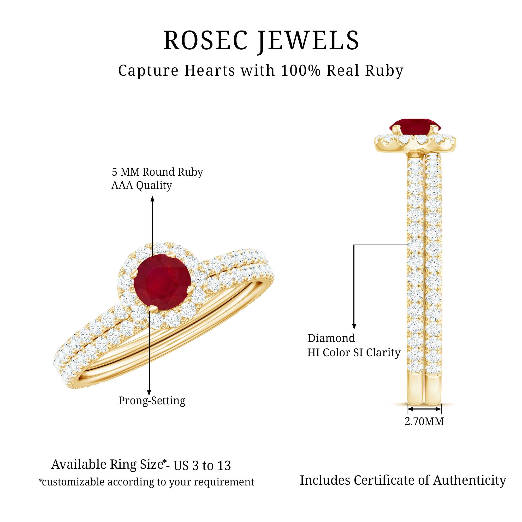 Ruby Minimal Ring Set with Diamond Stackable Band