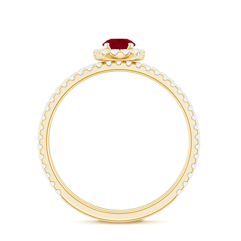 Ruby Minimal Ring Set with Diamond Stackable Band