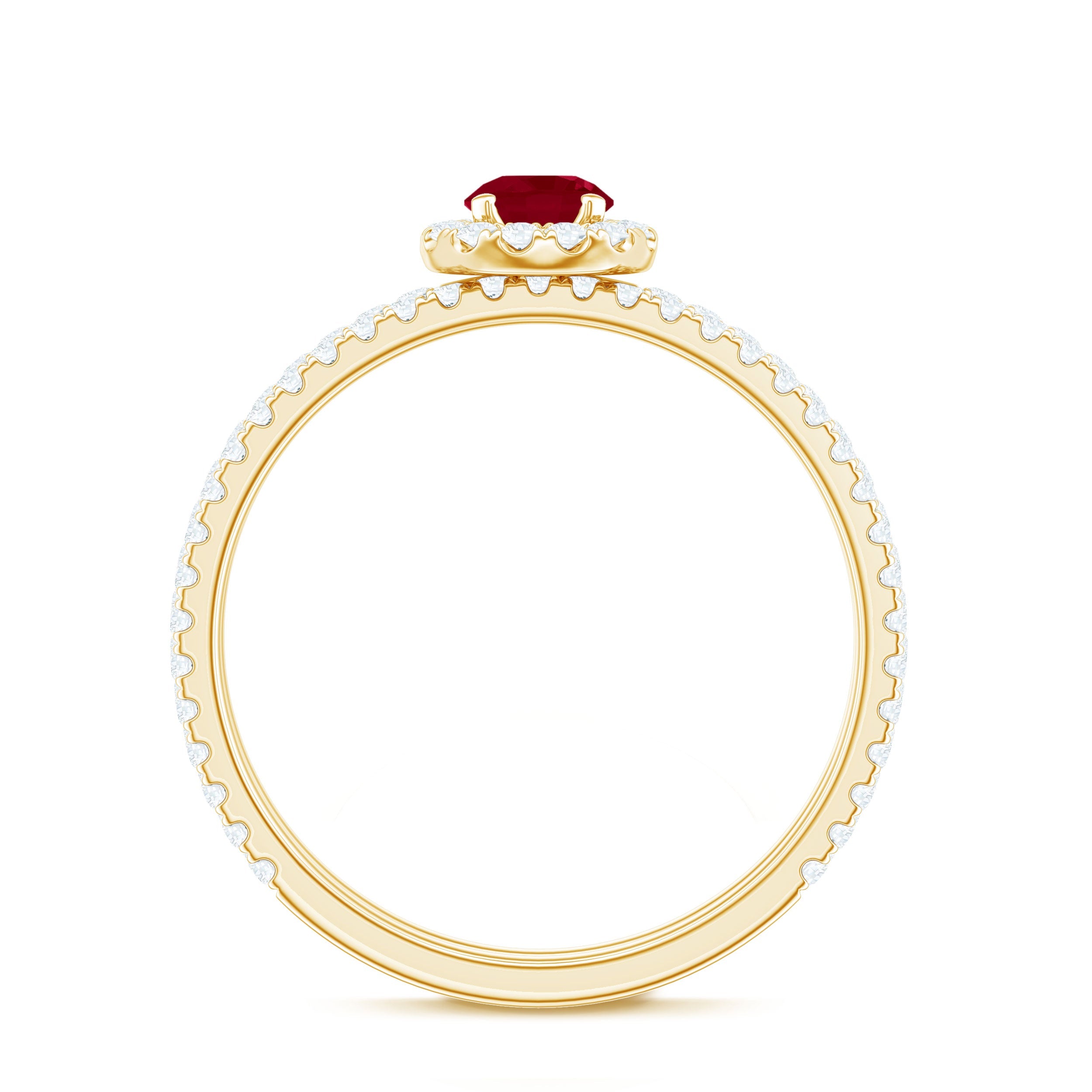 Ruby Minimal Ring Set with Diamond Stackable Band