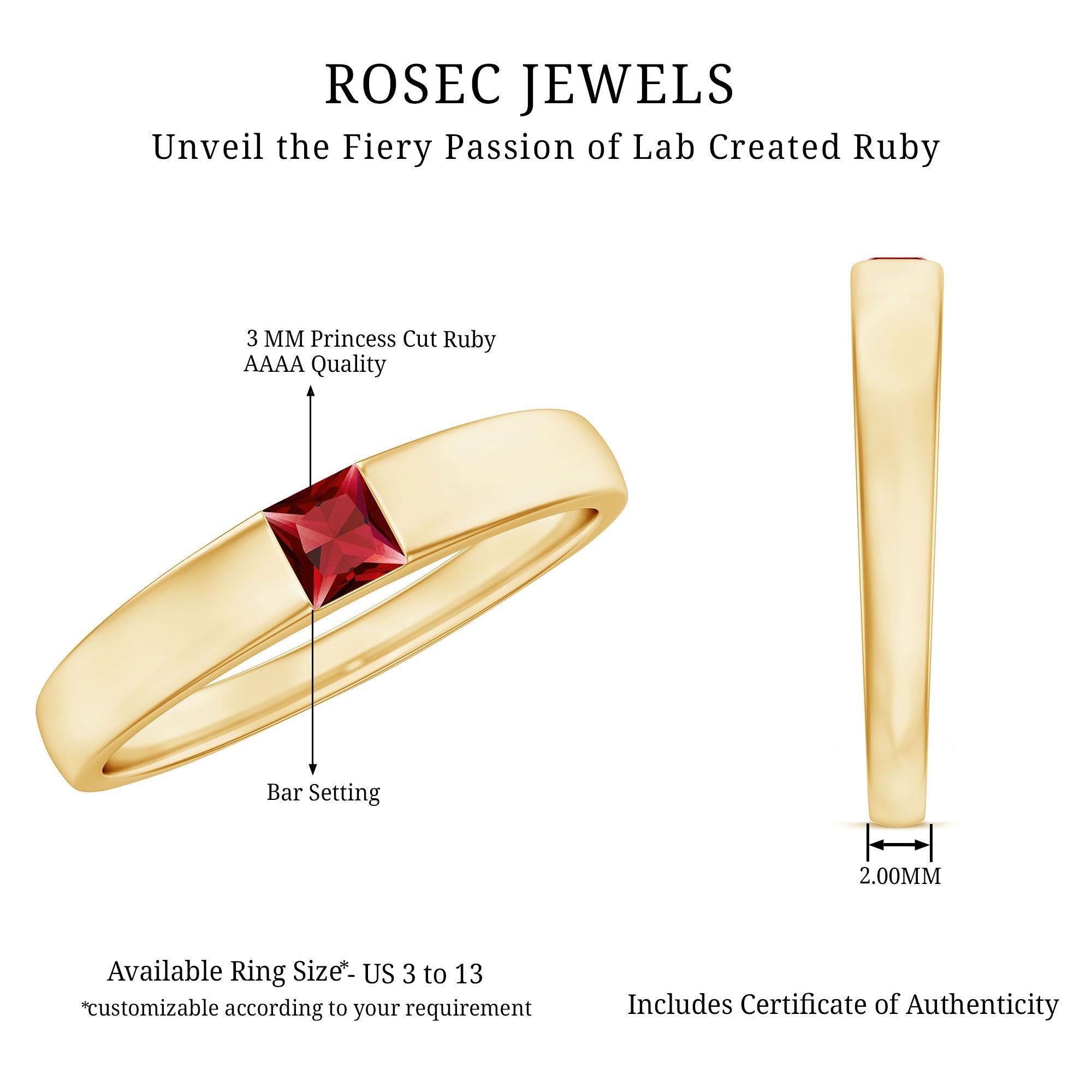 Princess Cut Created Ruby Solitaire Promise Ring