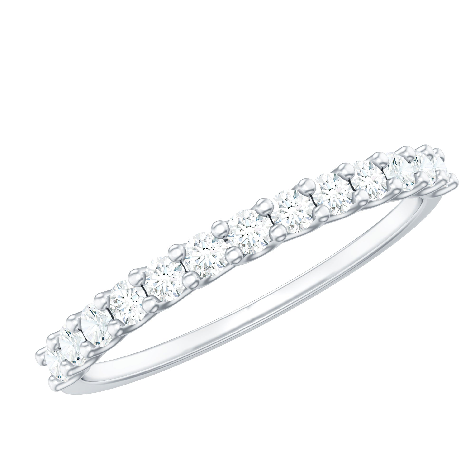 Moissanite Half Eternity Ring in Shared Prong Setting