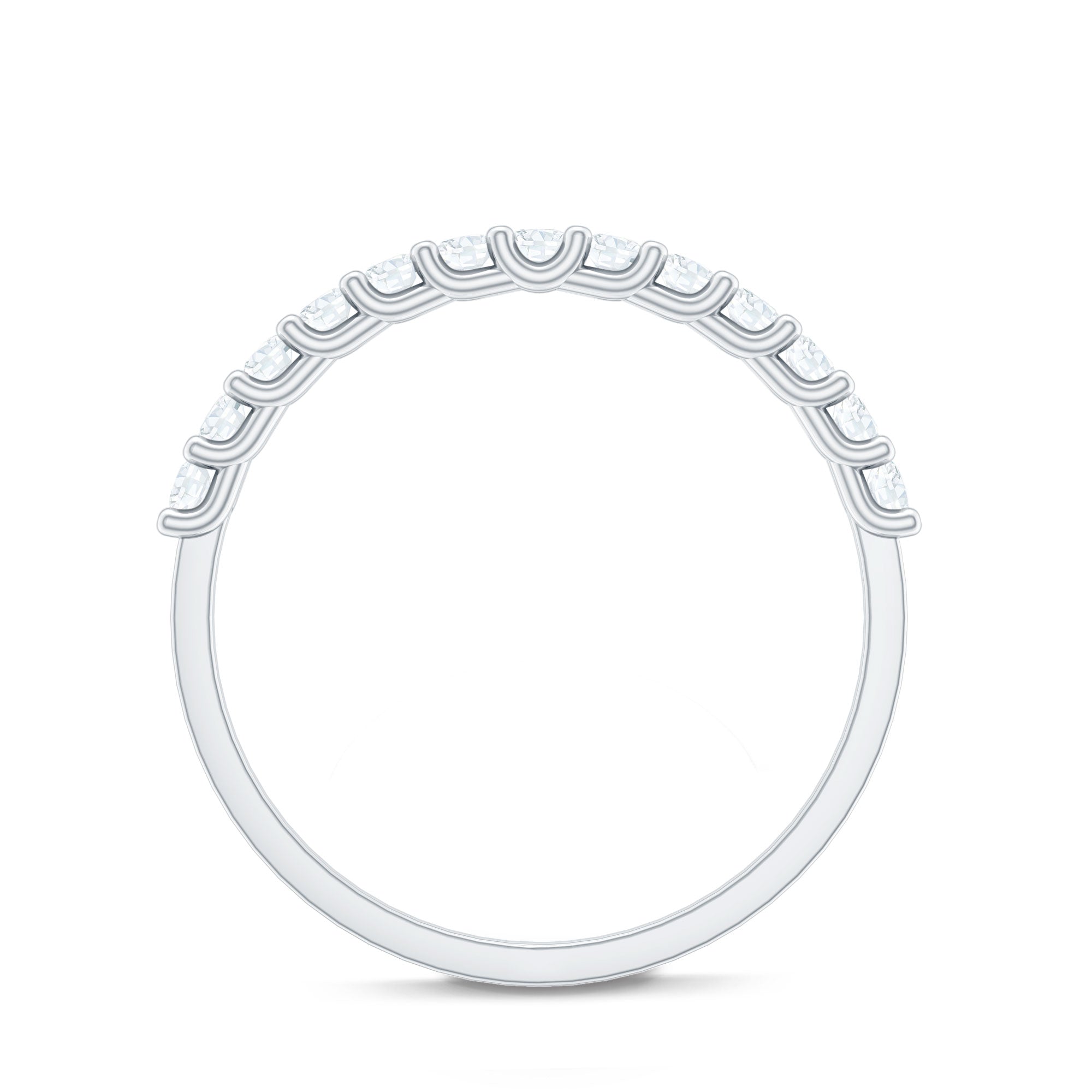 Moissanite Half Eternity Ring in Shared Prong Setting