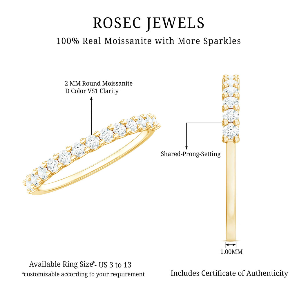 Moissanite Half Eternity Ring in Shared Prong Setting