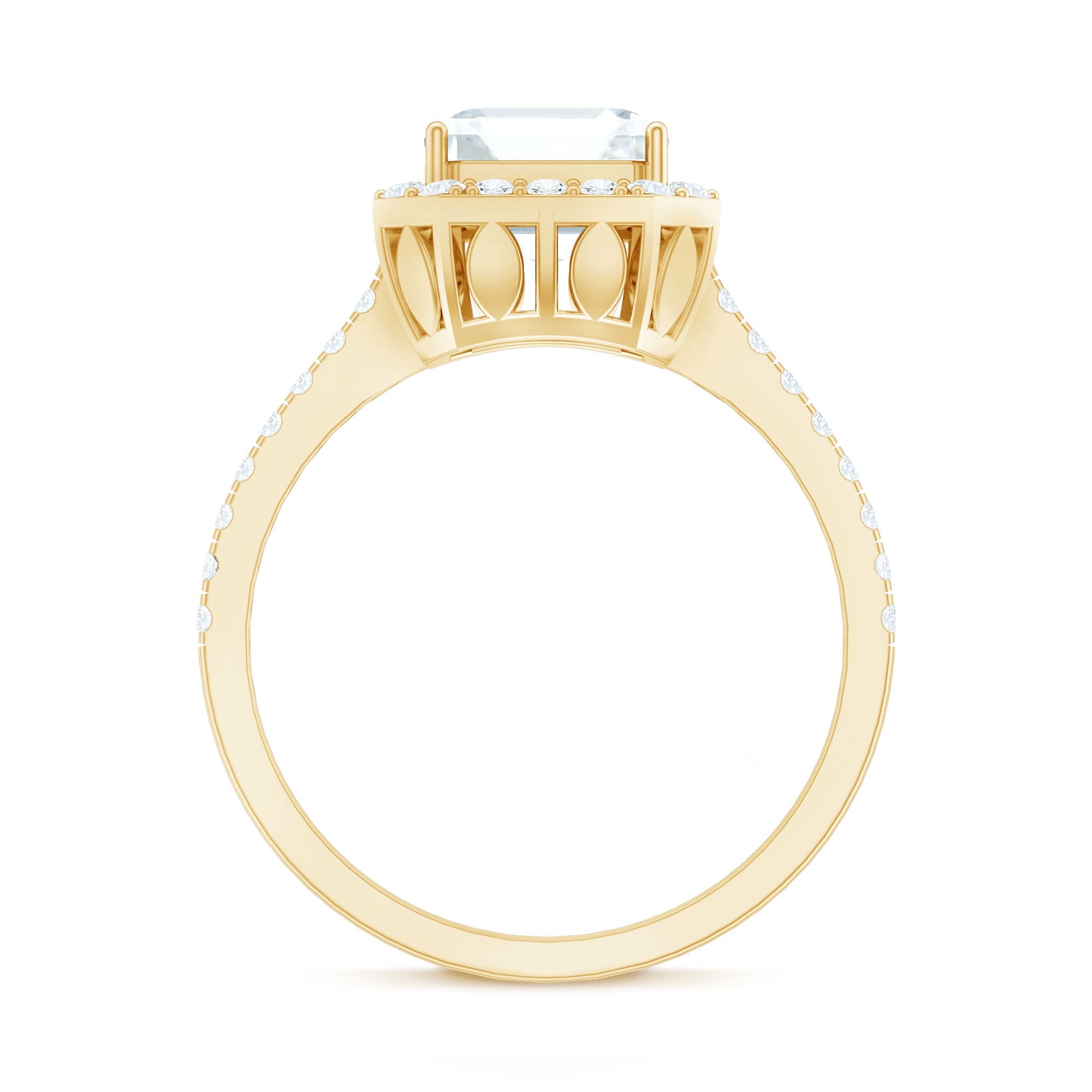 Certified Asscher Cut Moissanite Halo Engagement Ring for Women