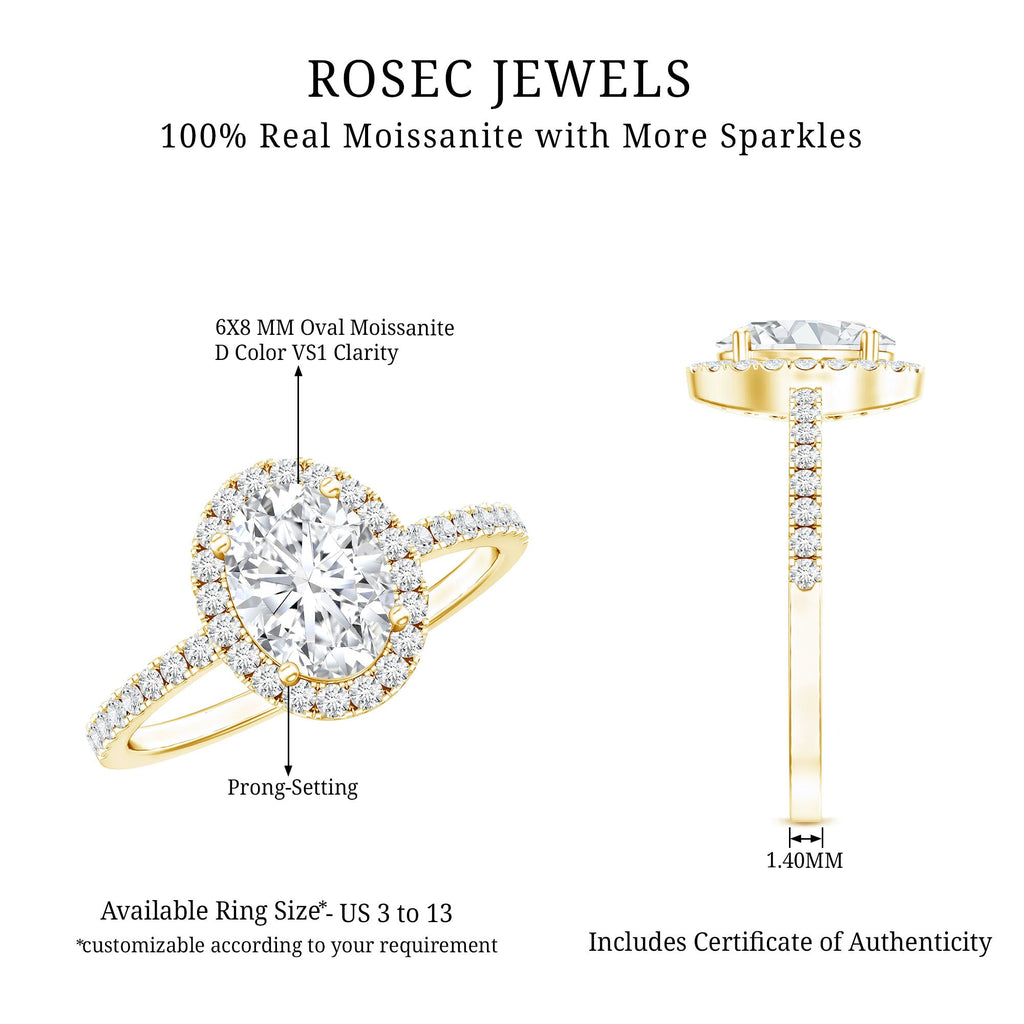 Certified Moissanite 6X8 MM Oval Engagement Ring For Her