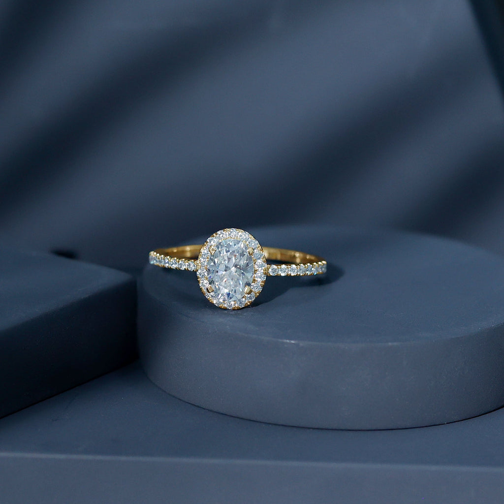 Certified Moissanite 6X8 MM Oval Engagement Ring For Her