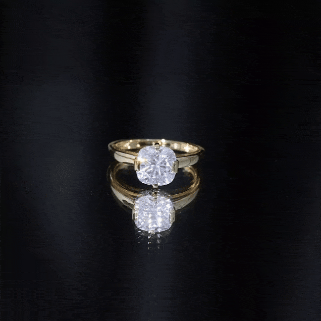 8 MM Certified Cushion Cut Moissanite Solitaire Ring in Bar Setting