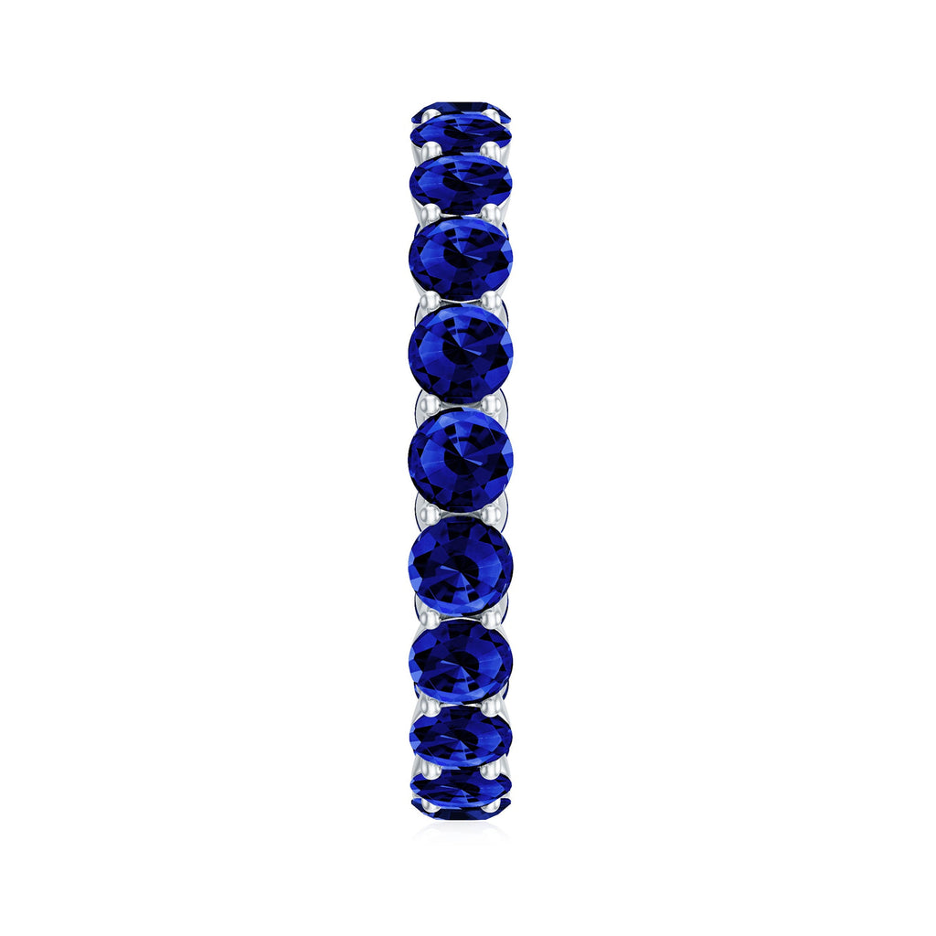 3.25 CT Lab Created Blue Sapphire Full Eternity Ring in Shared Prong Setting