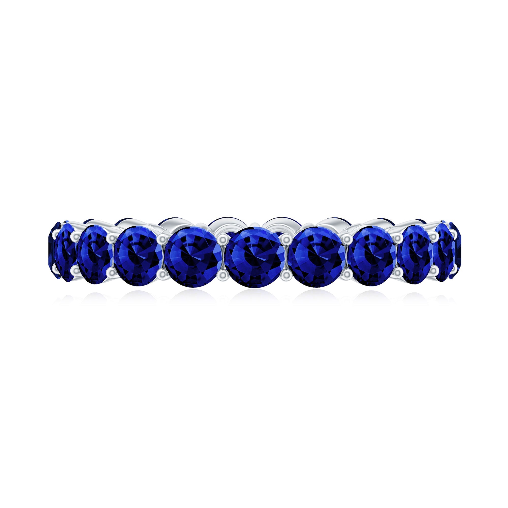 3.25 CT Lab Created Blue Sapphire Full Eternity Ring in Shared Prong Setting