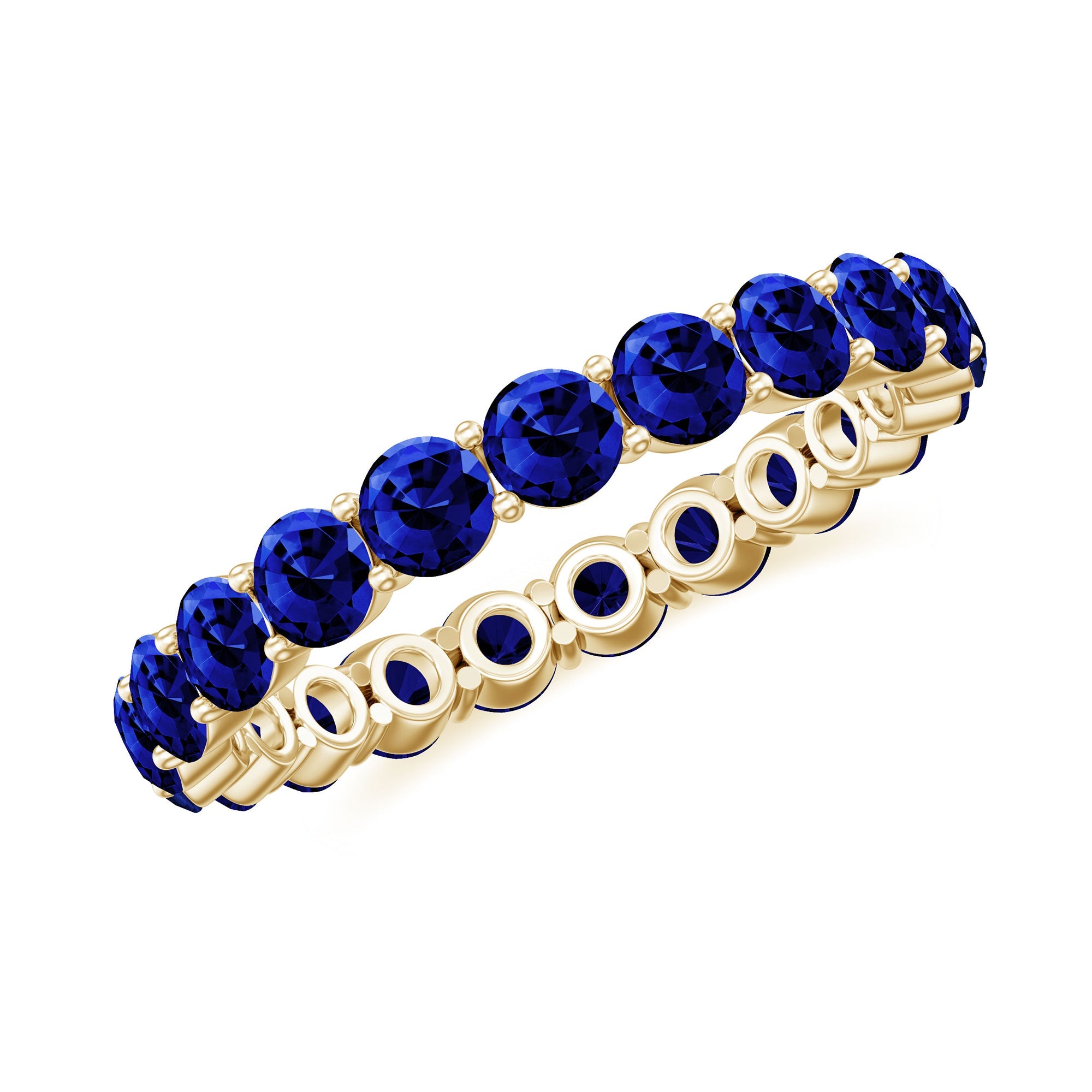 3.25 CT Lab Created Blue Sapphire Full Eternity Ring in Shared Prong Setting