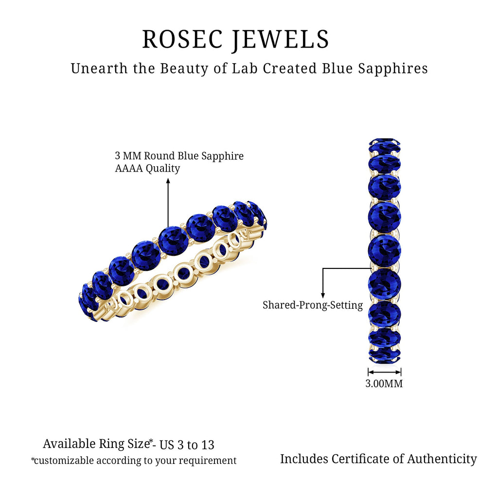 3.25 CT Lab Created Blue Sapphire Full Eternity Ring in Shared Prong Setting