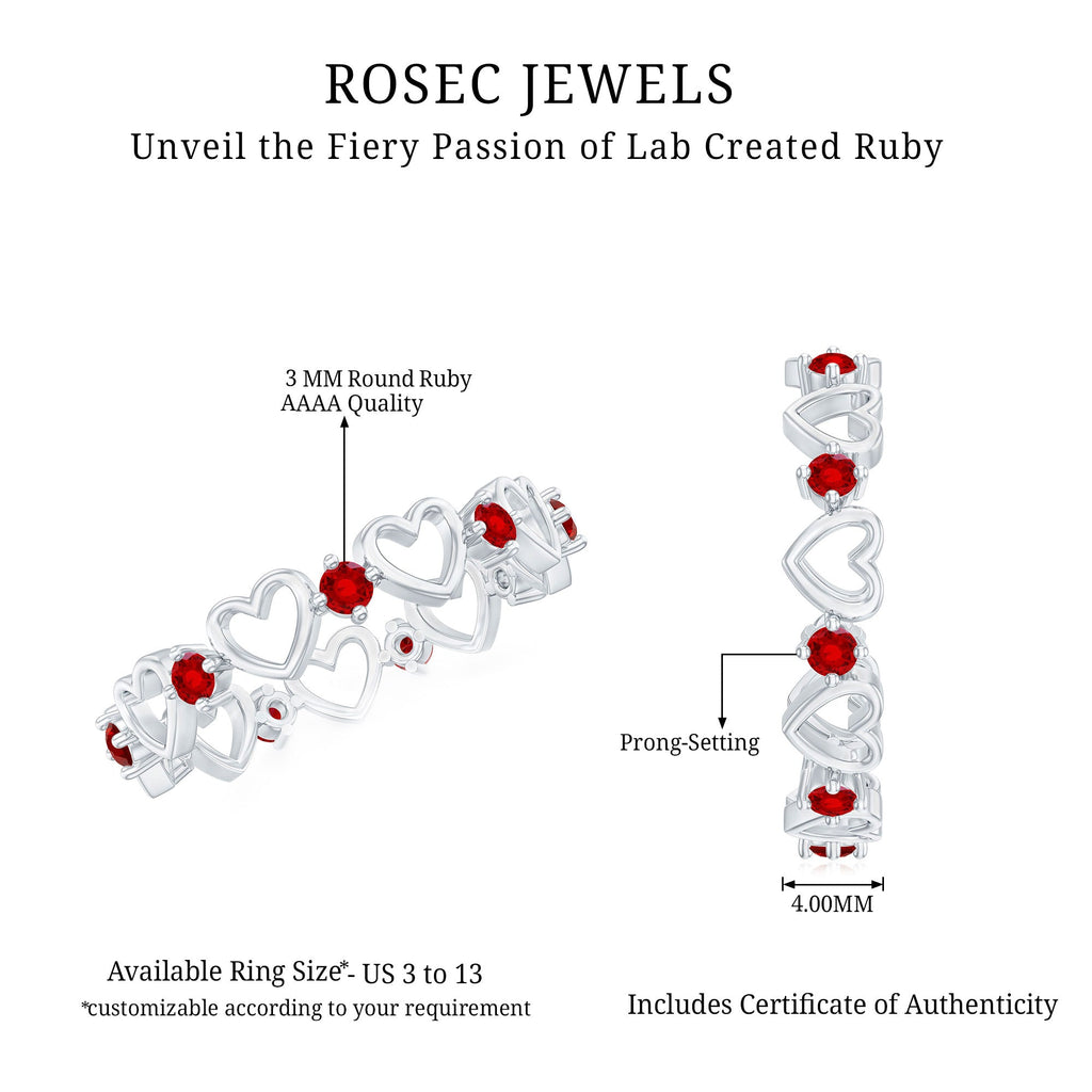 Lab Created Ruby Open Heart Eternity Band Ring