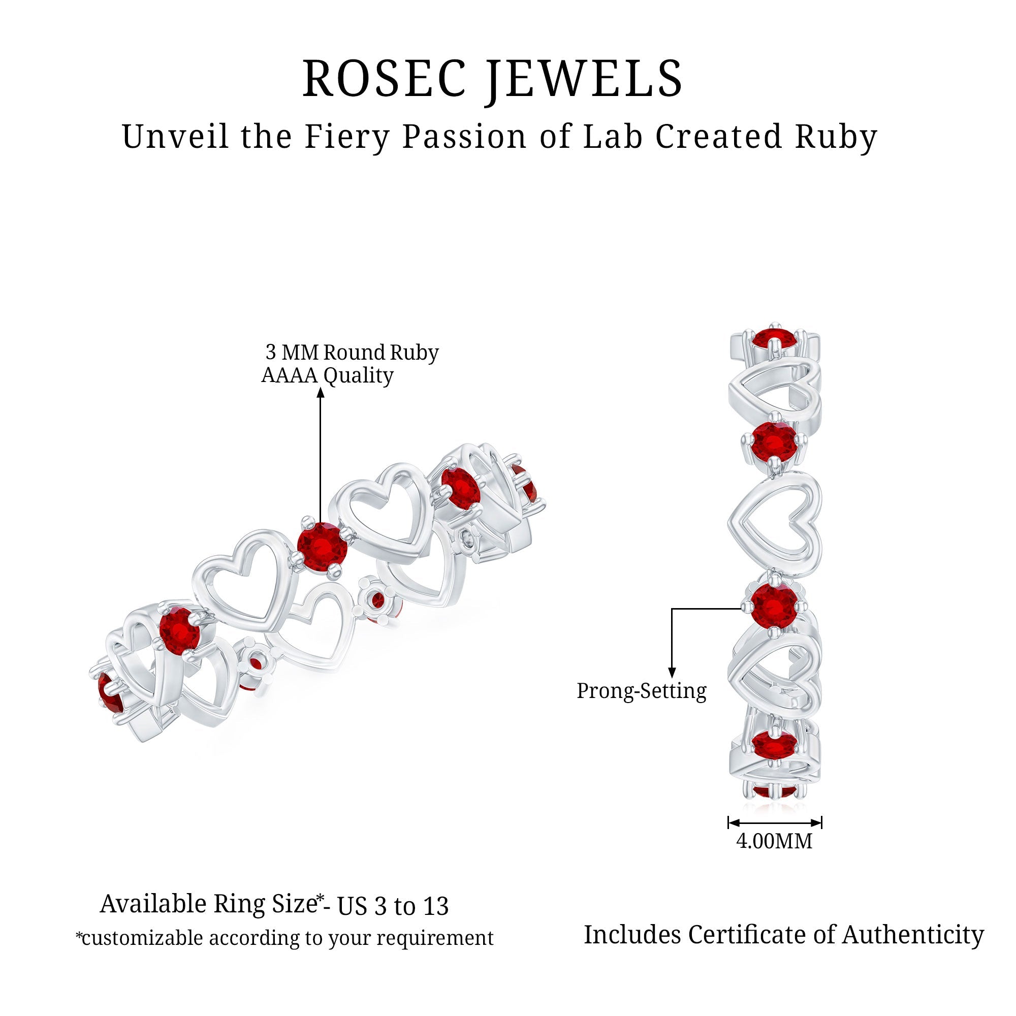 Lab Created Ruby Open Heart Eternity Band Ring