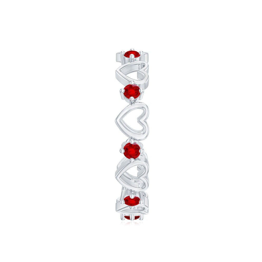 Lab Created Ruby Open Heart Eternity Band Ring