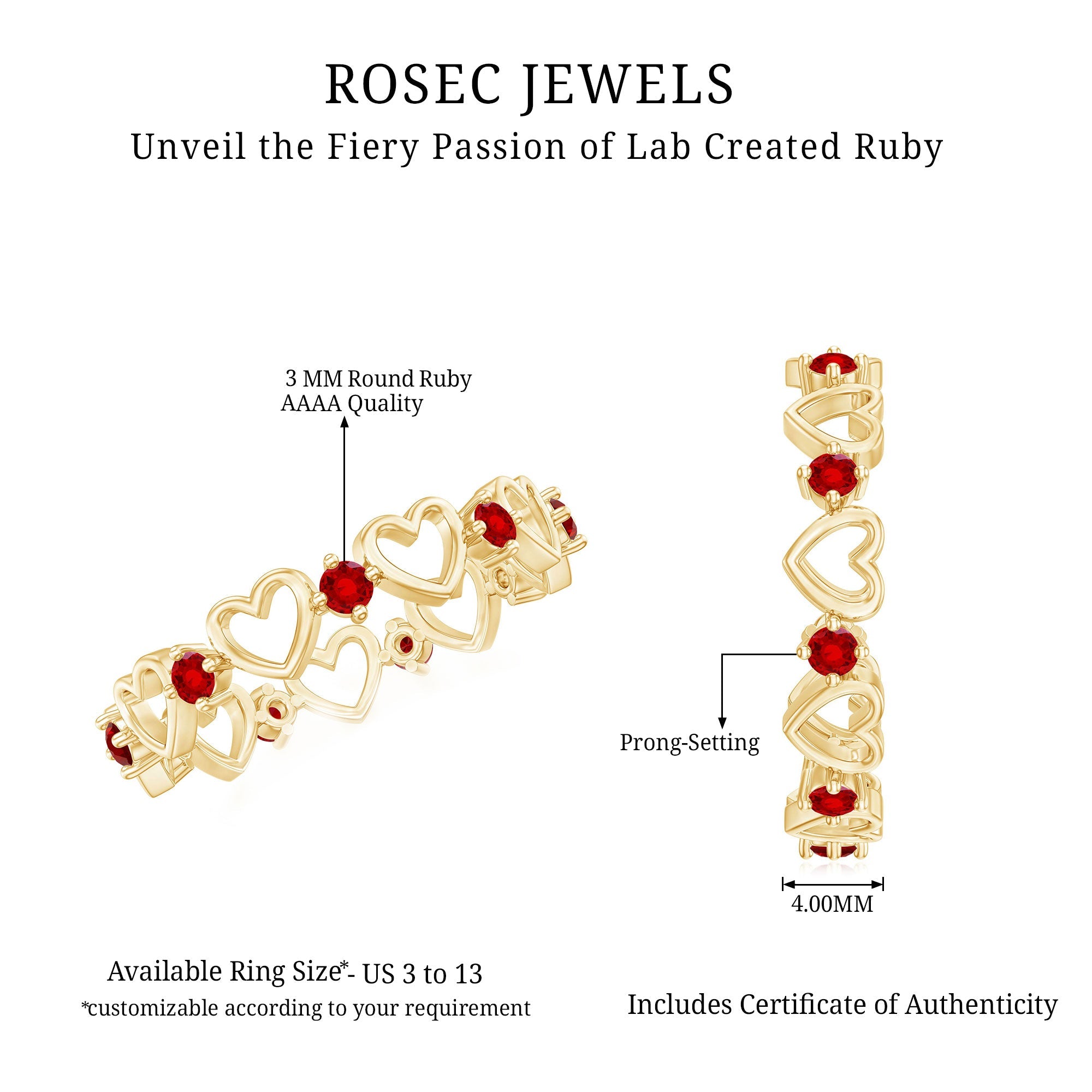 Lab Created Ruby Open Heart Eternity Band Ring