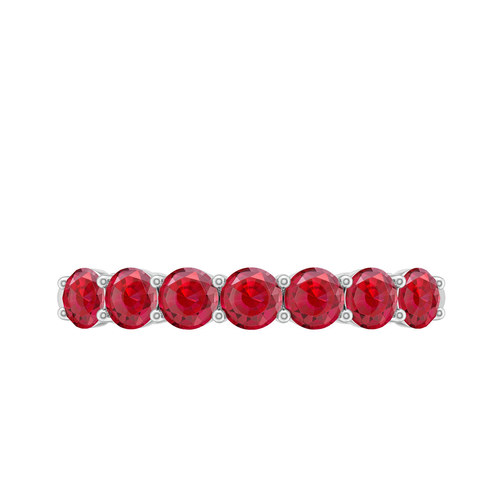 Lab Created Ruby Seven Stone Half Eternity Ring in Gold