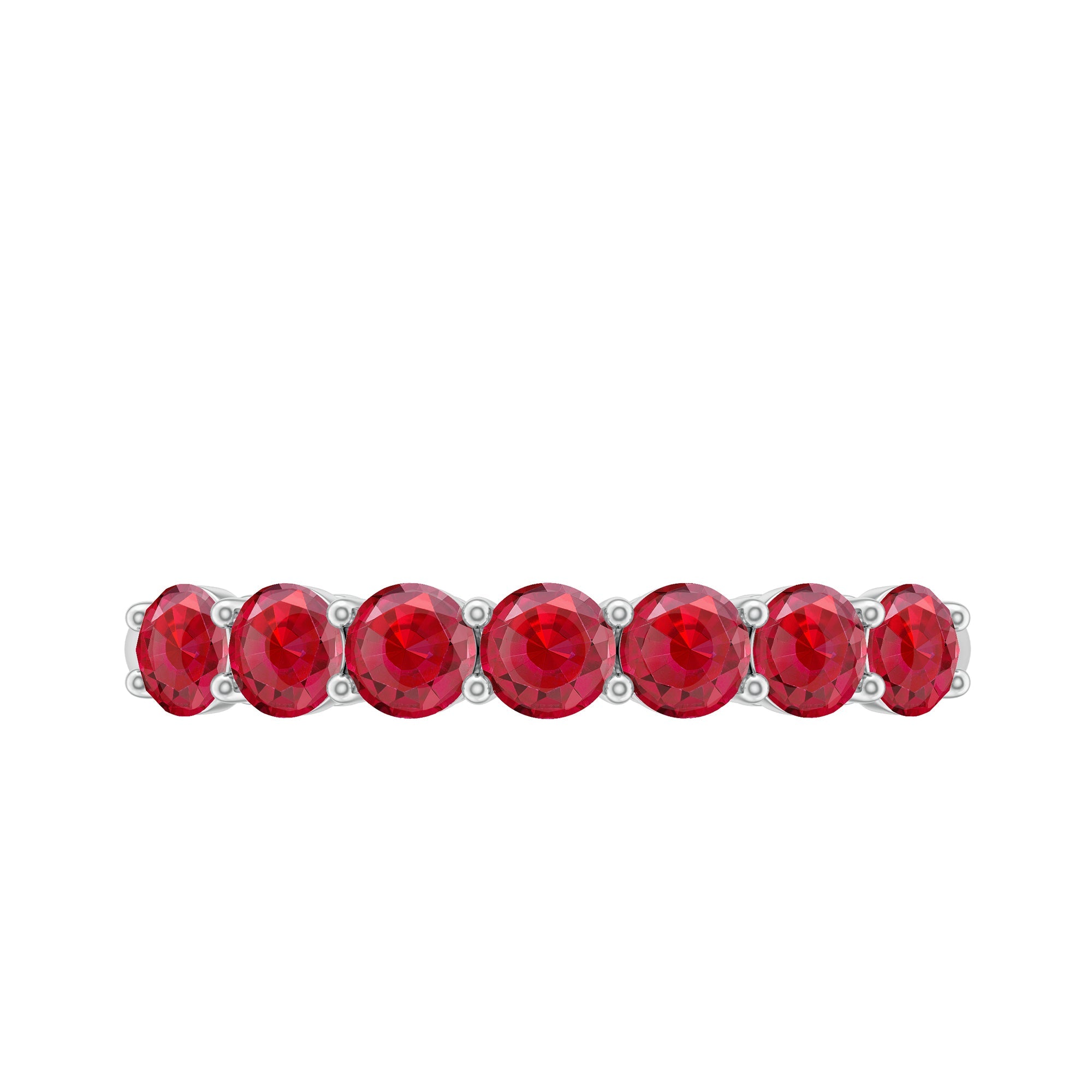 Lab Created Ruby Seven Stone Half Eternity Ring in Gold