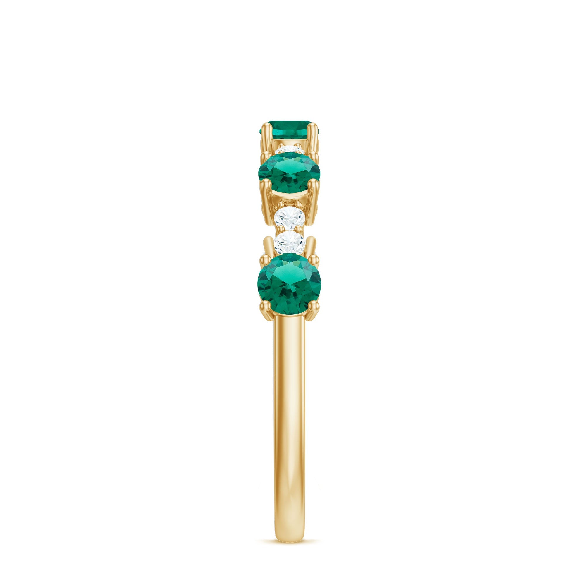 Certified Lab Grown Emerald Half Eternity Anniversary Ring with Diamond