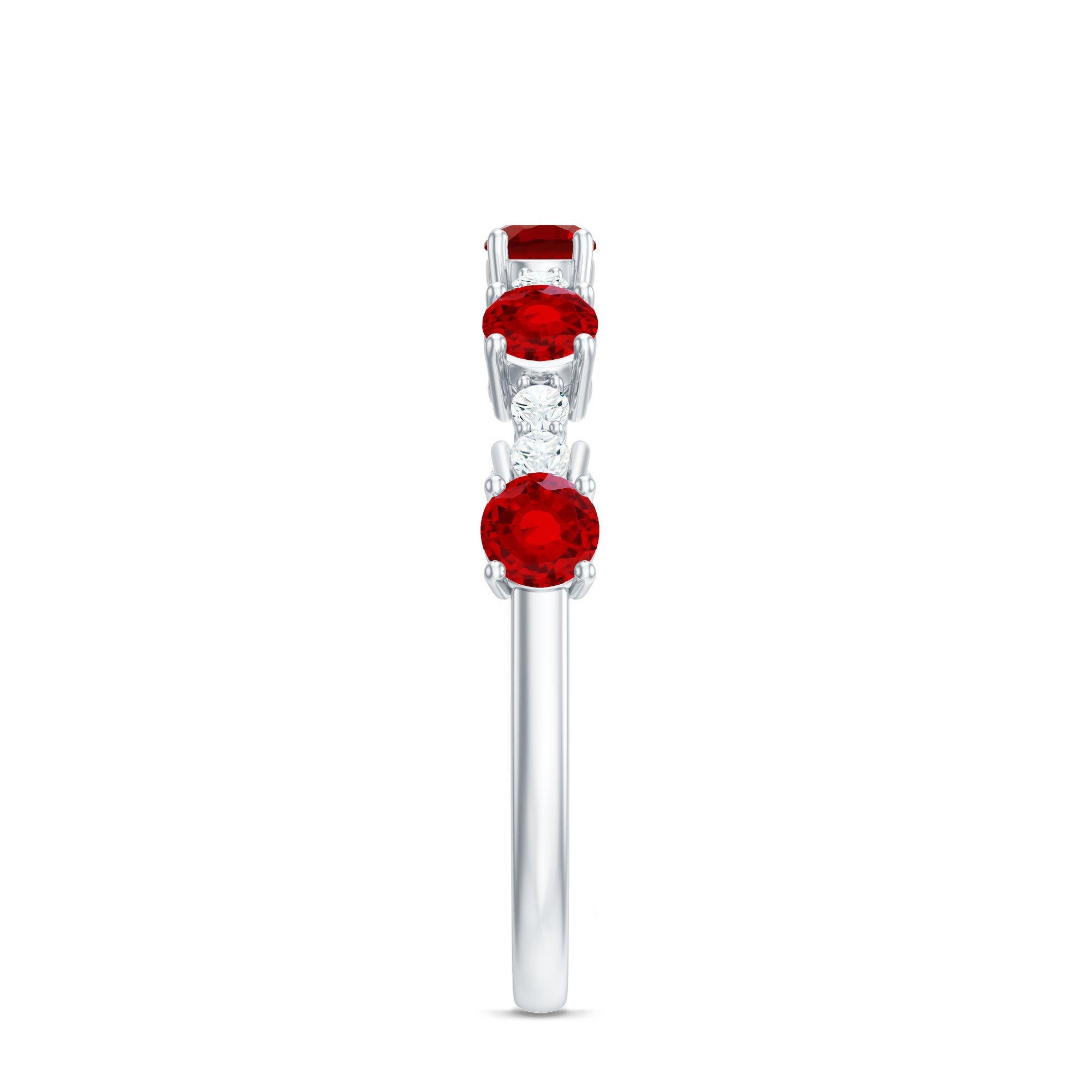 Lab Created Ruby and Diamond Half Eternity Stackable Ring