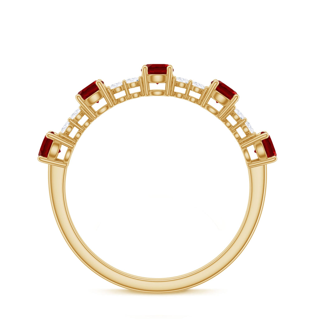 Lab Created Ruby and Diamond Half Eternity Stackable Ring