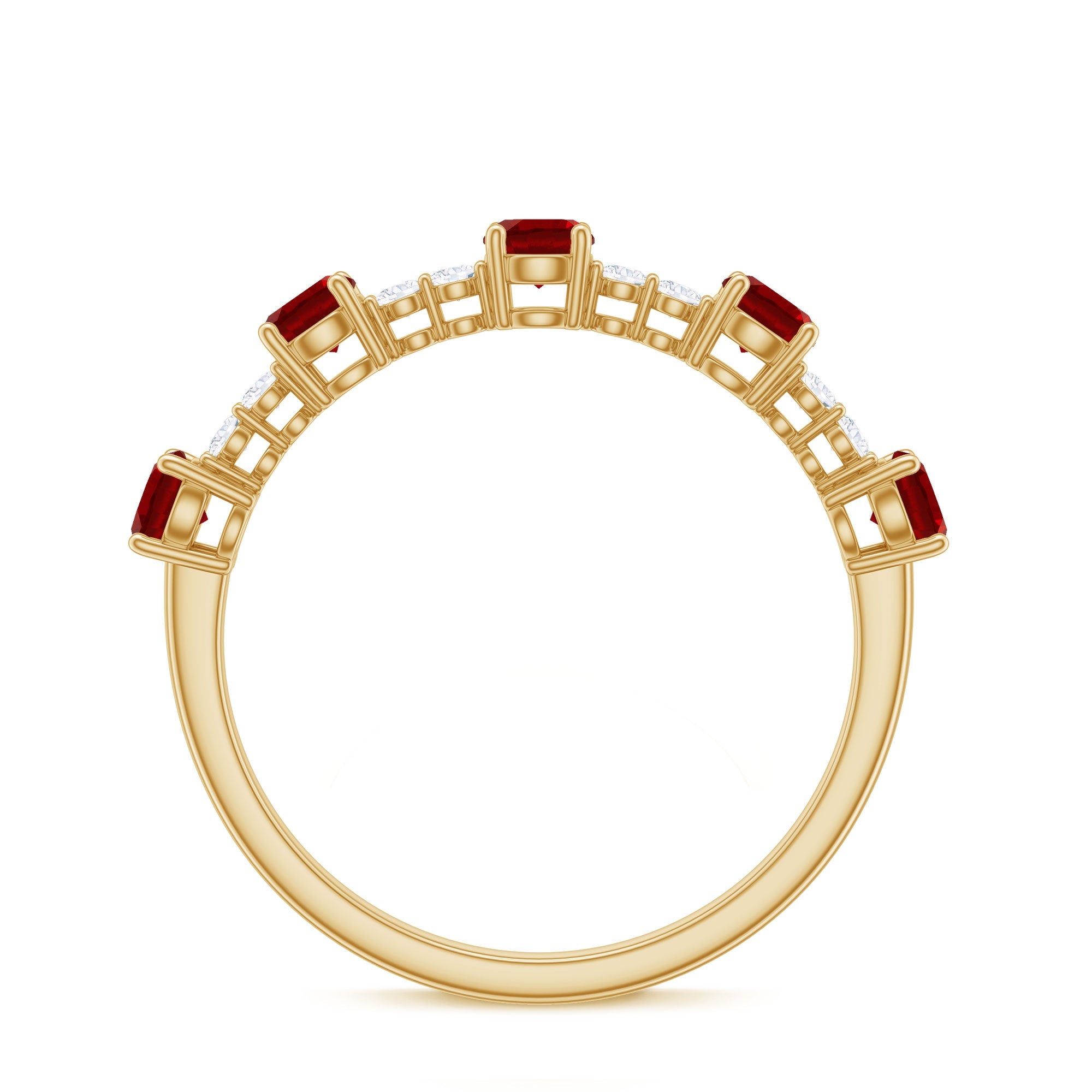 Lab Created Ruby and Diamond Half Eternity Stackable Ring