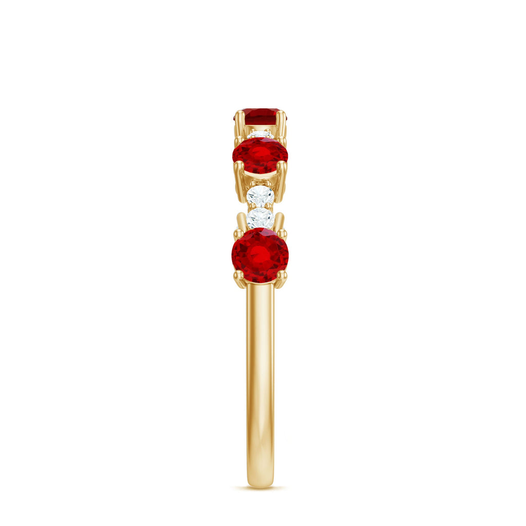 Lab Created Ruby and Diamond Half Eternity Stackable Ring