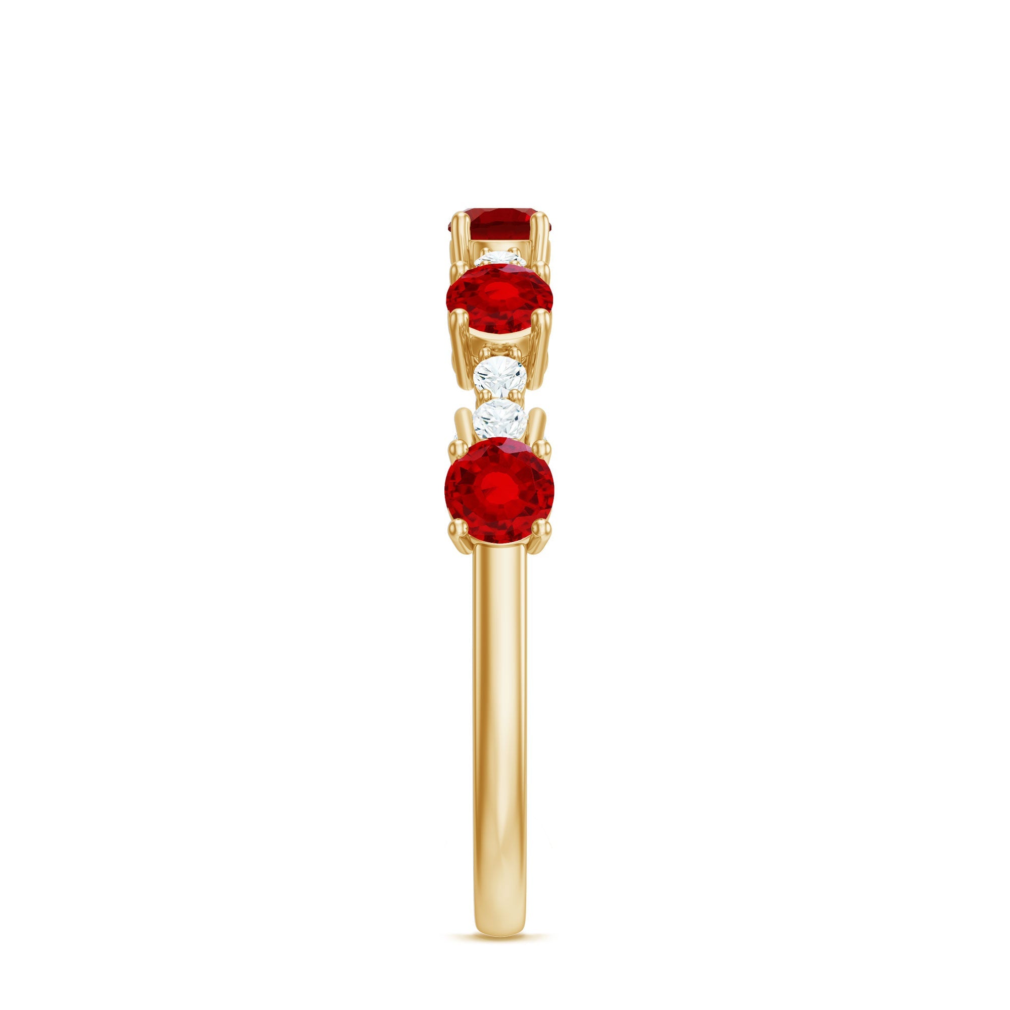 Lab Created Ruby and Diamond Half Eternity Stackable Ring