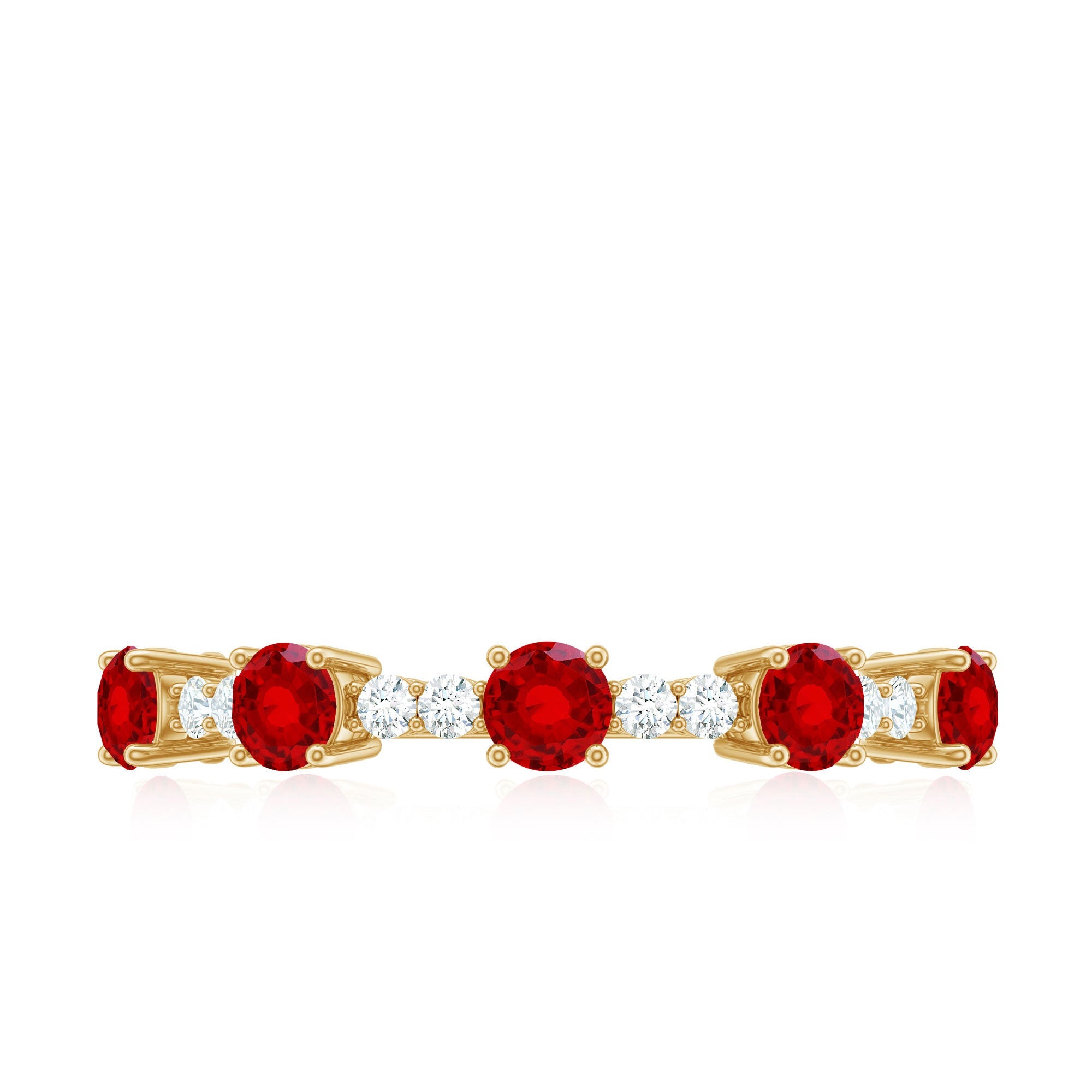 Lab Created Ruby and Diamond Half Eternity Stackable Ring
