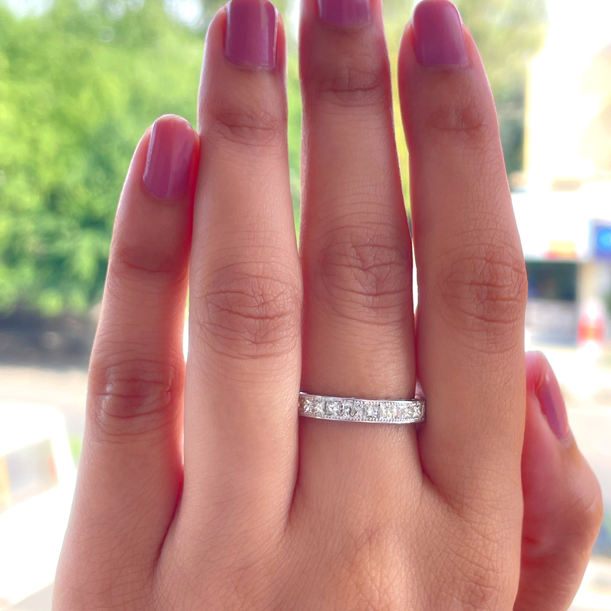Certified Princess Cut Lab Grown Diamond Eternity Wedding Band