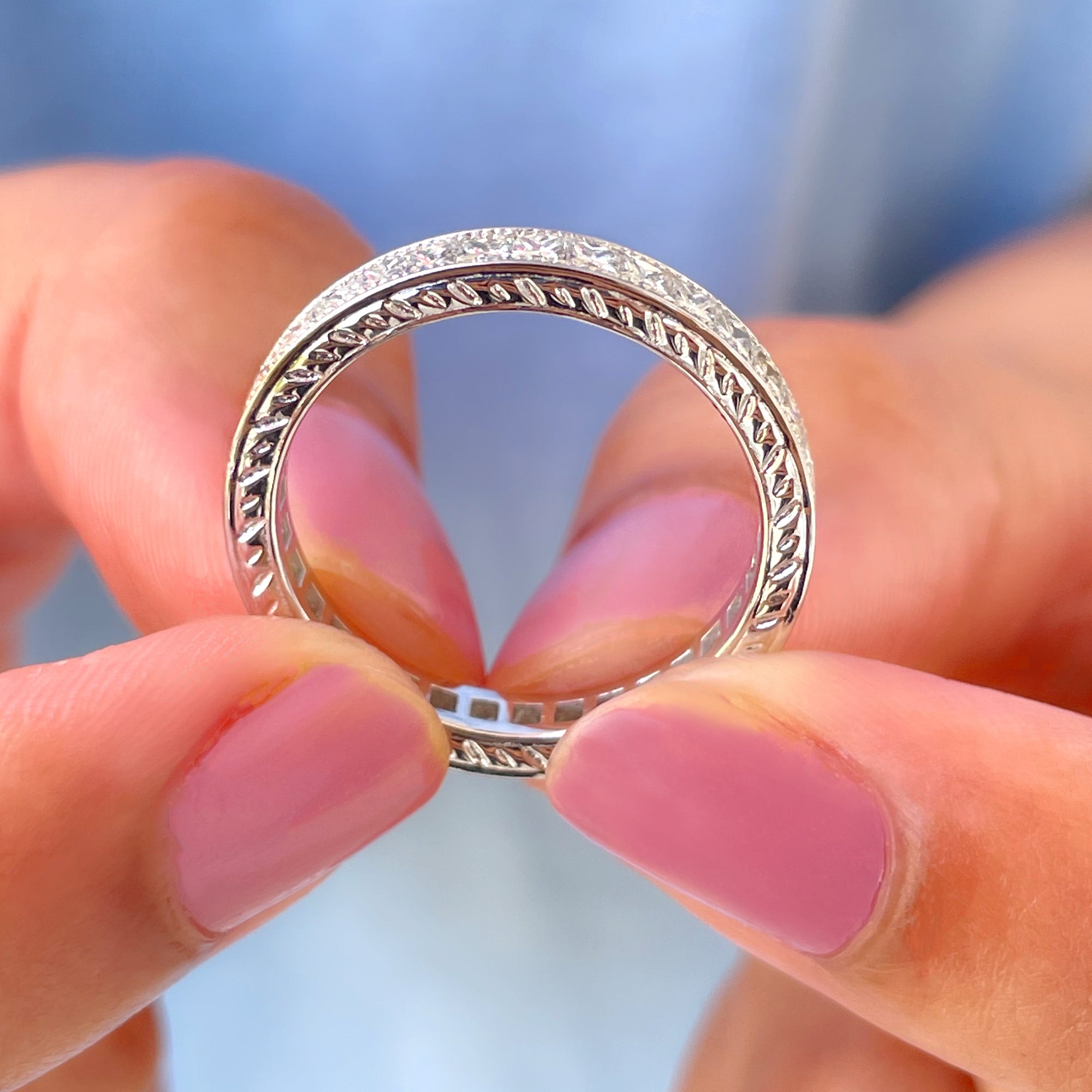 Certified Princess Cut Lab Grown Diamond Eternity Wedding Band